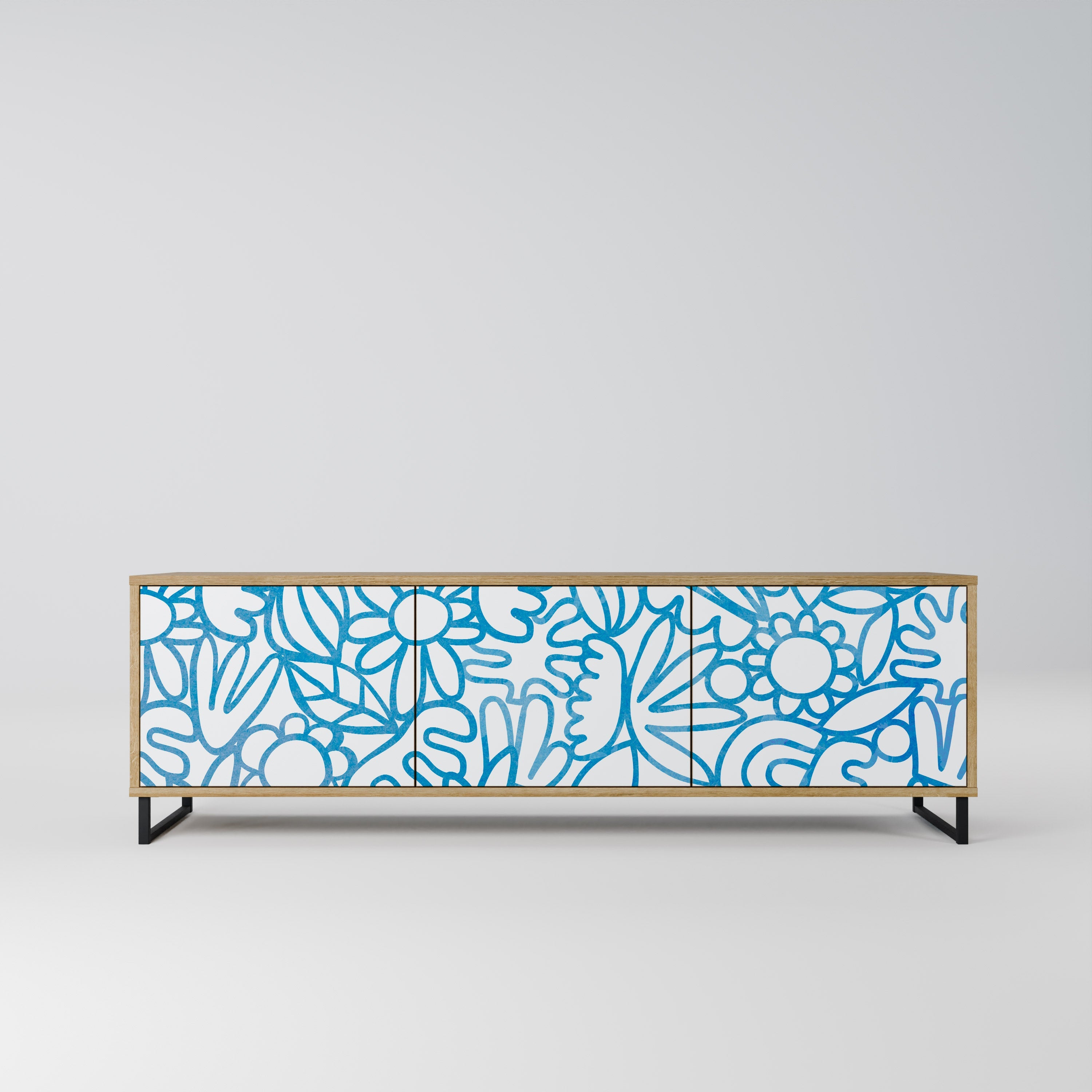 BLOOMY MORNING TV-Lowboard mit 3 Türen in Eiche-Optik