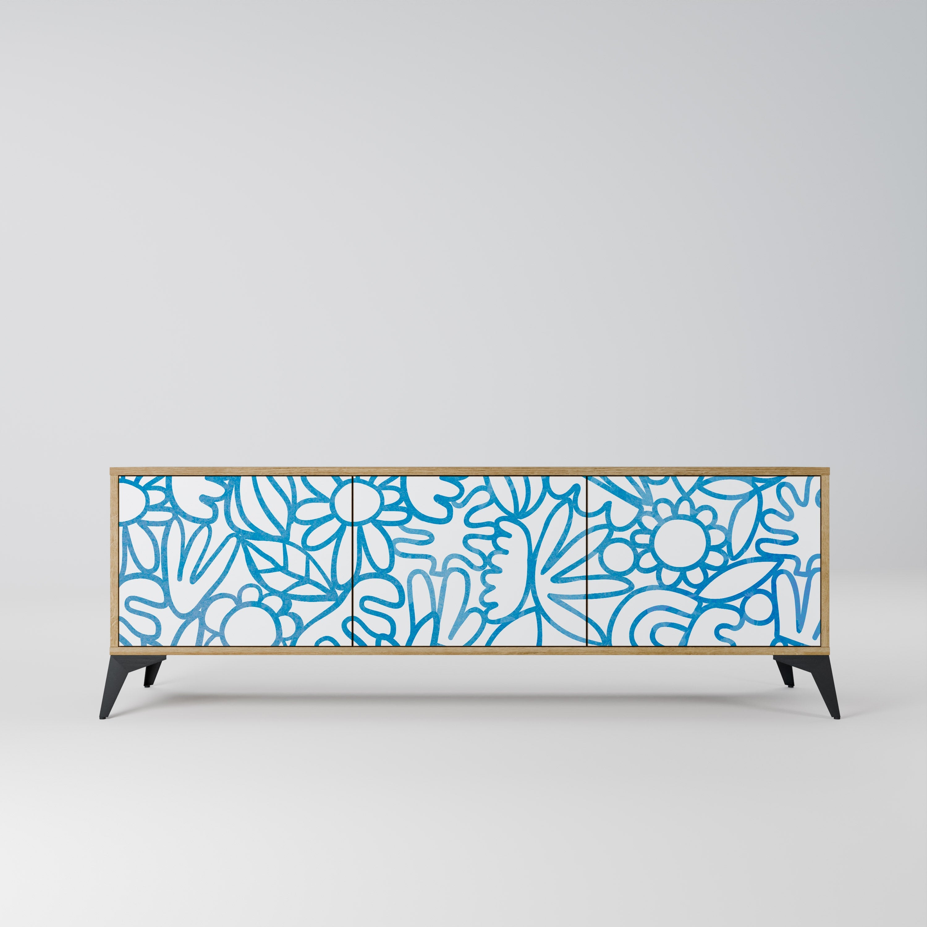 BLOOMY MORNING TV-Lowboard mit 3 Türen in Eiche-Optik