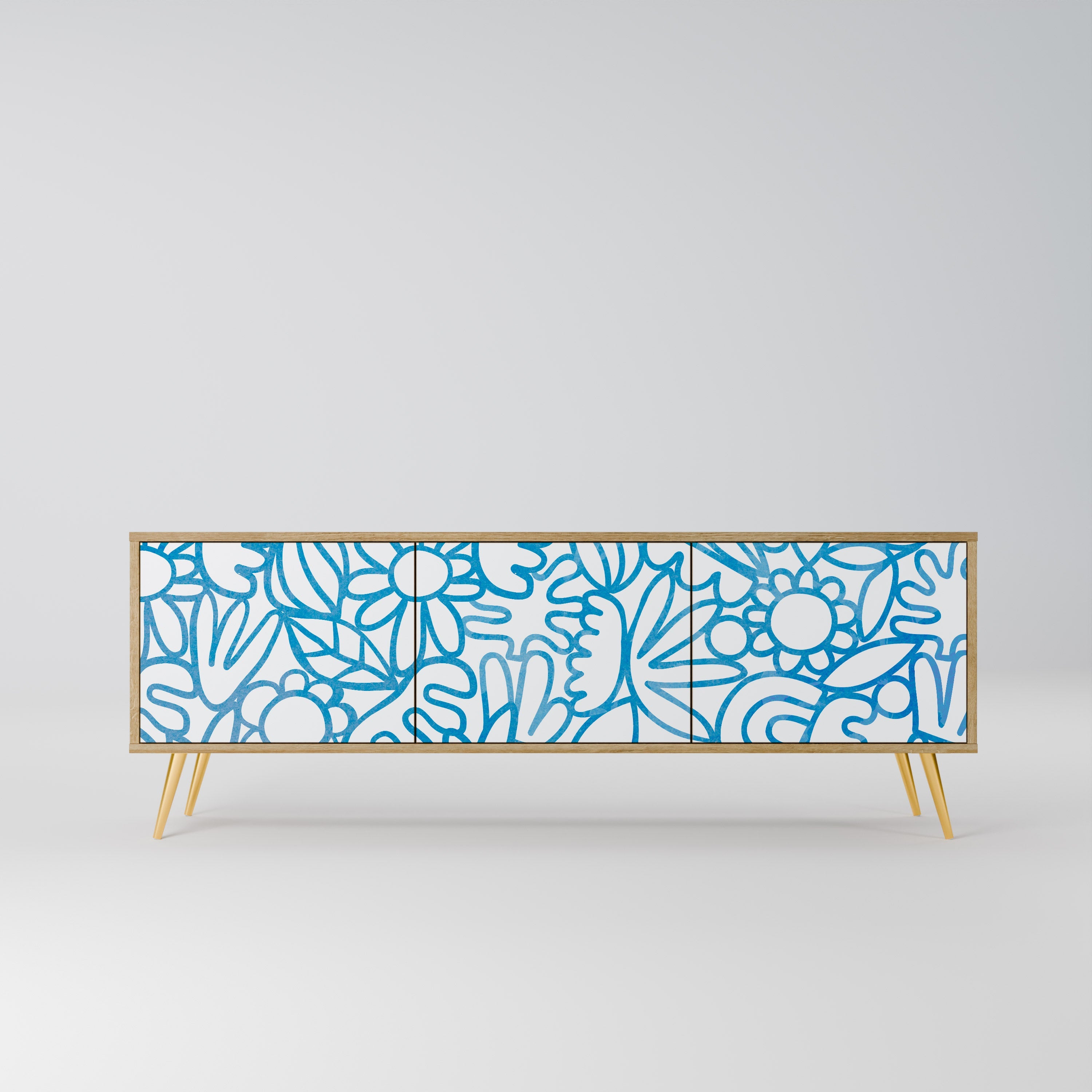 BLOOMY MORNING TV-Lowboard mit 3 Türen in Eiche-Optik