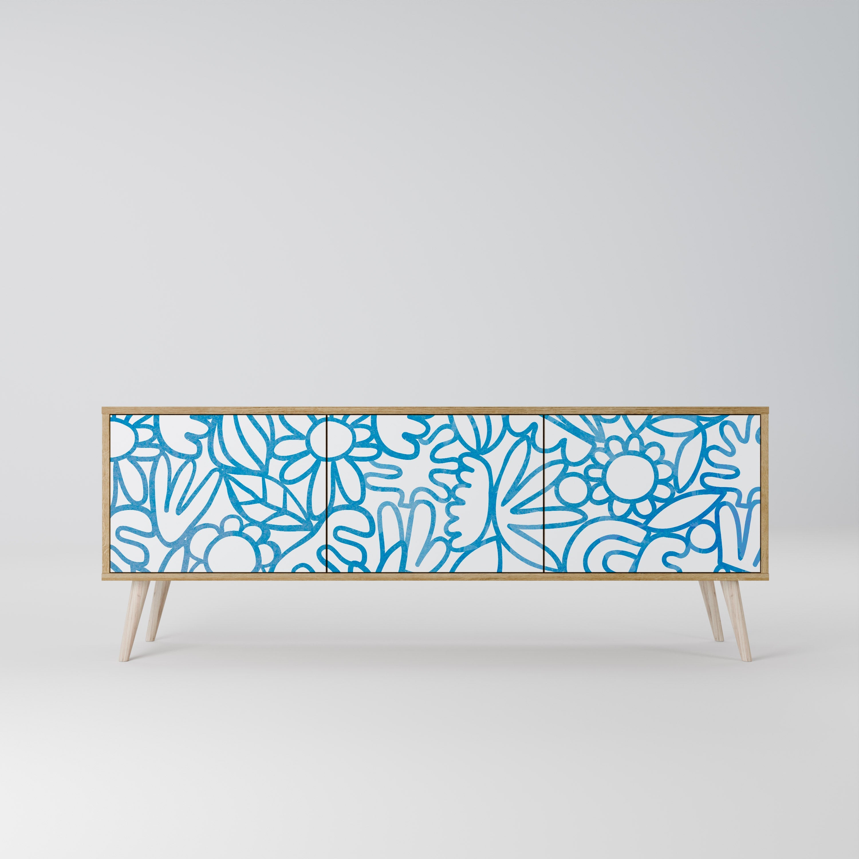 BLOOMY MORNING TV-Lowboard mit 3 Türen in Eiche-Optik