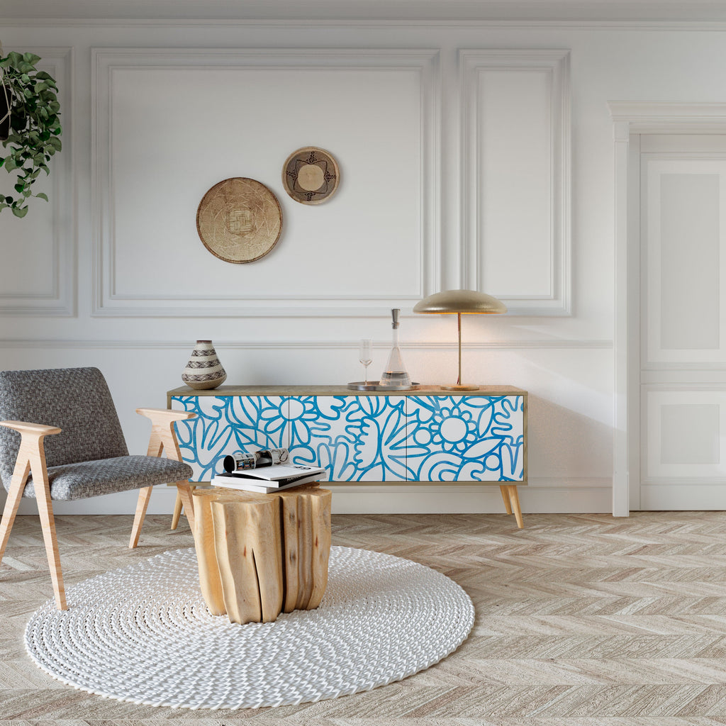 BLOOMY MORNING TV-Lowboard mit 3 Türen in Eiche-Optik