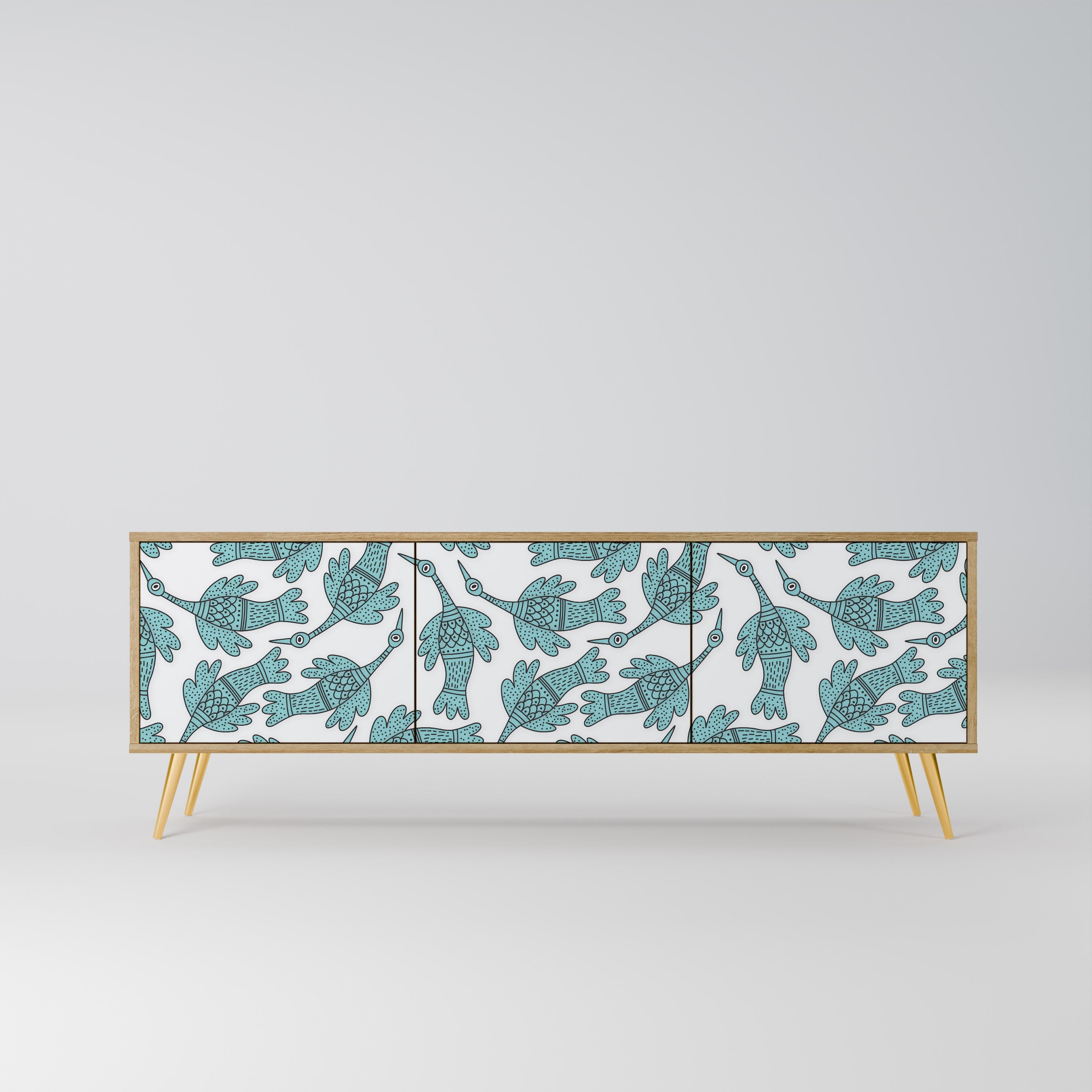 WATERSPOUT SONGIBIRD 3-Door TV Stand in Oak Effect