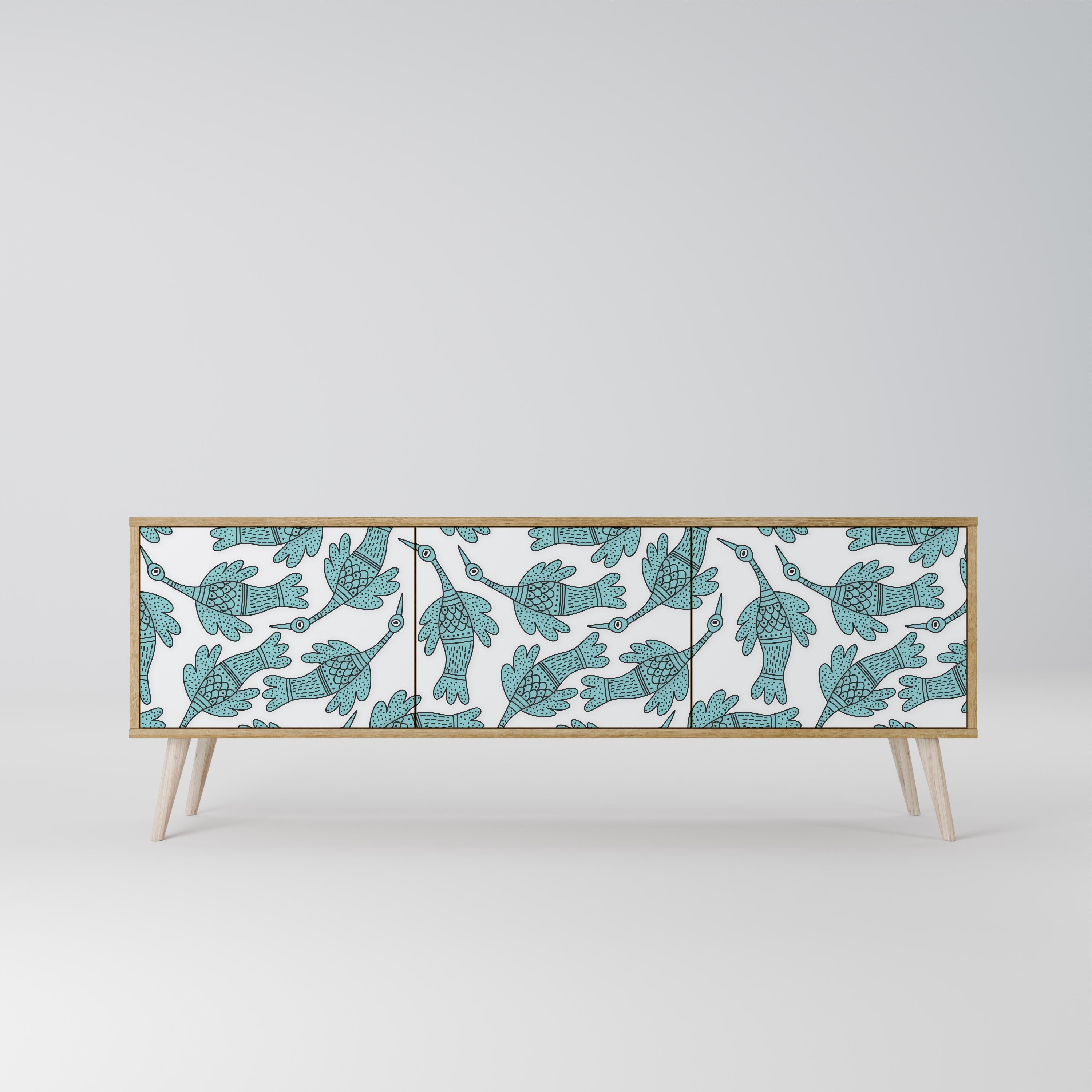 WATERSPOUT SONGIBIRD 3-Door TV Stand in Oak Effect