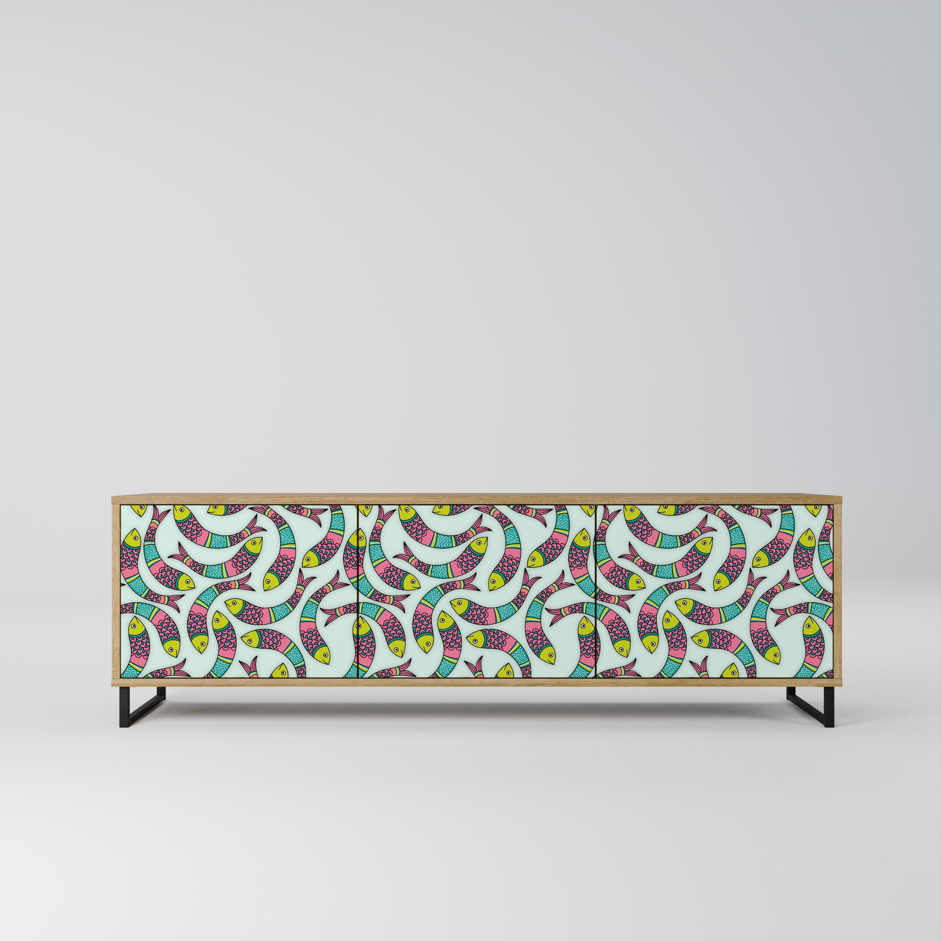 INDIAN FISH TV-Lowboard mit 3 Türen in Eiche-Optik