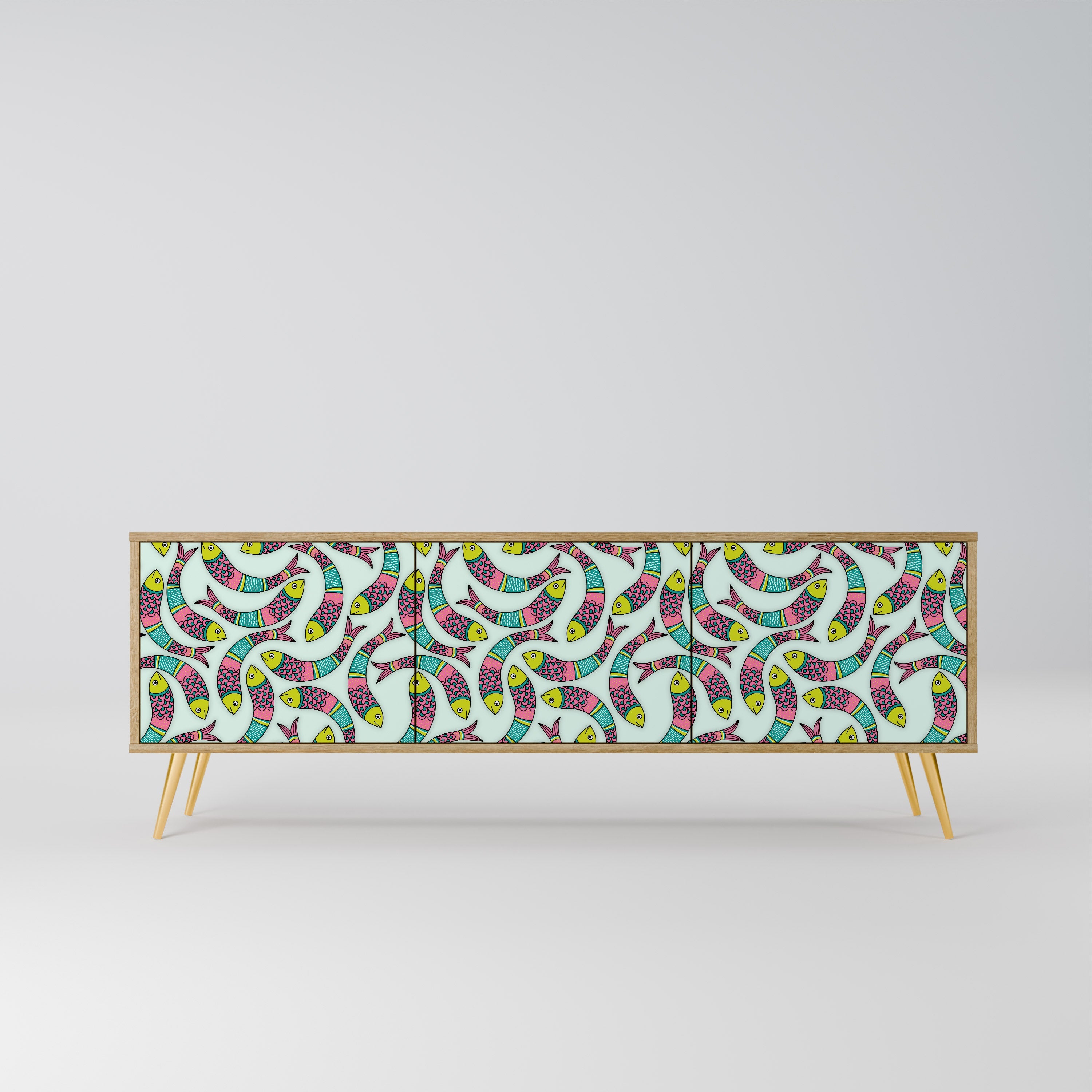 INDIAN FISH TV-Lowboard mit 3 Türen in Eiche-Optik