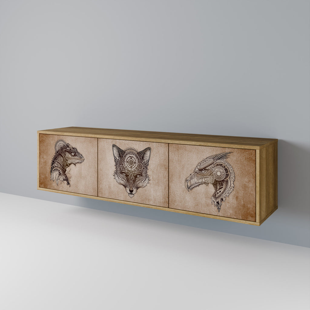 STEAMPUNK CLAN TV-Lowboard mit 3 Türen in Eiche-Optik