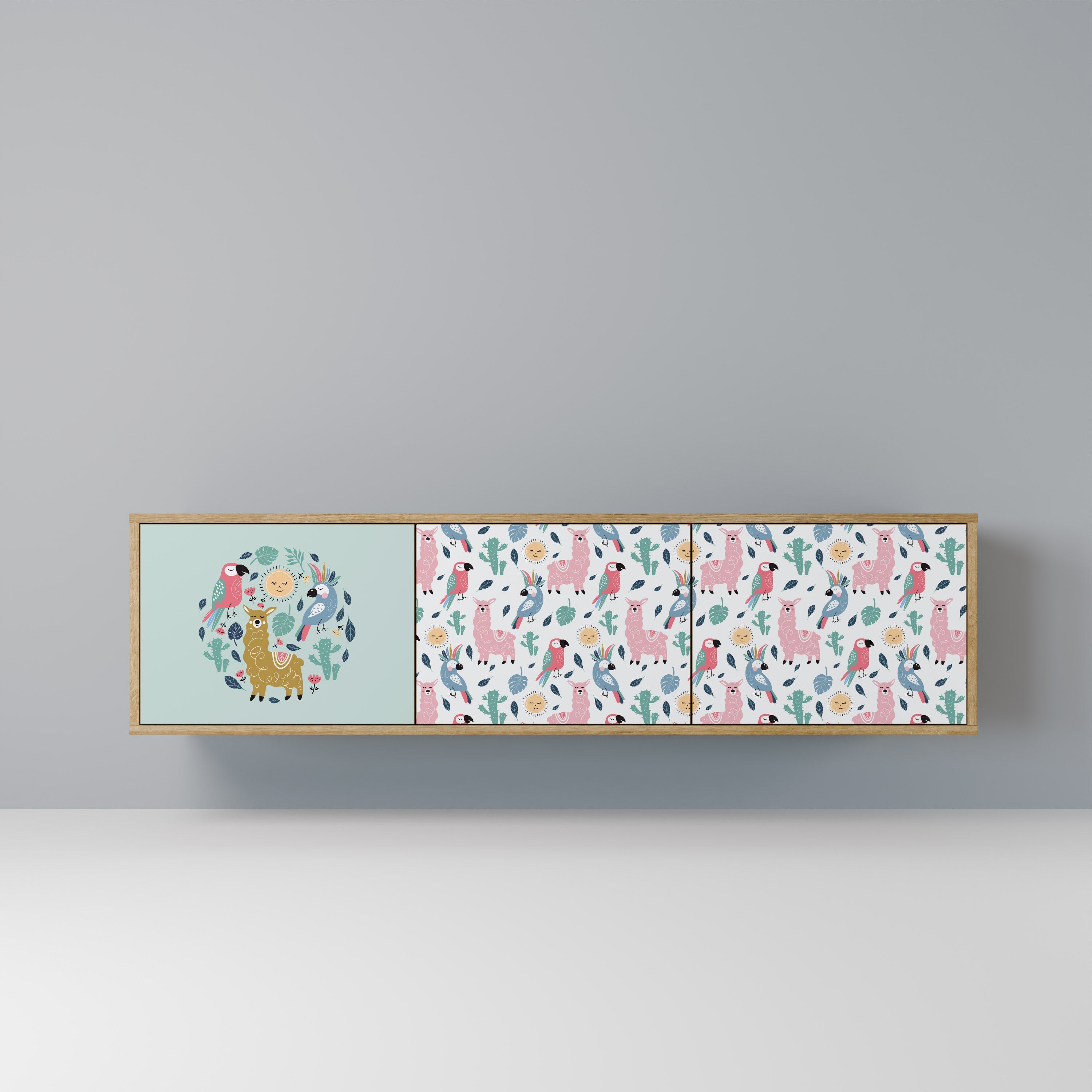 COLORFUL ALPACAS TV-Lowboard mit 3 Türen in Eiche-Optik