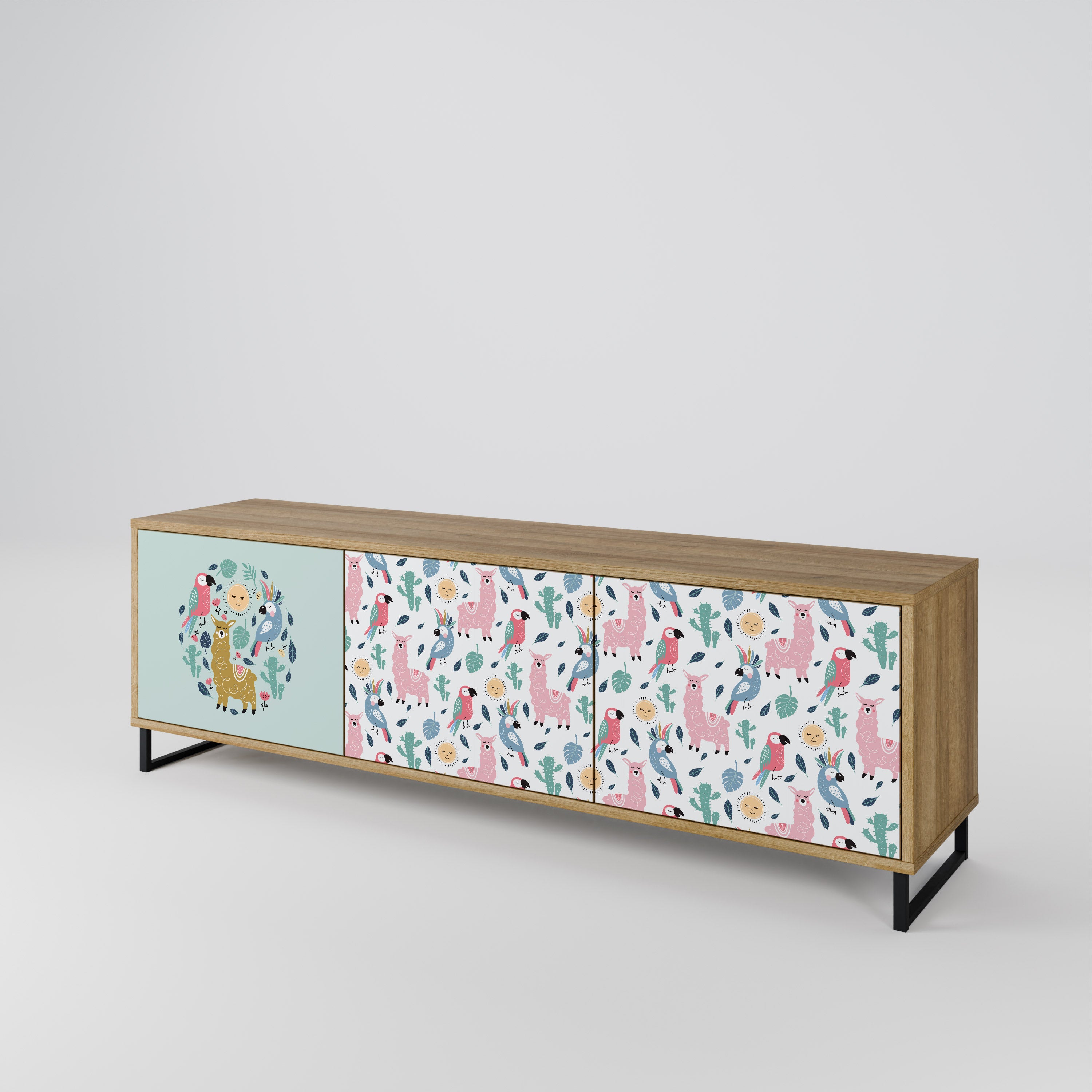 COLORFUL ALPACAS 3-Door TV Cabinet