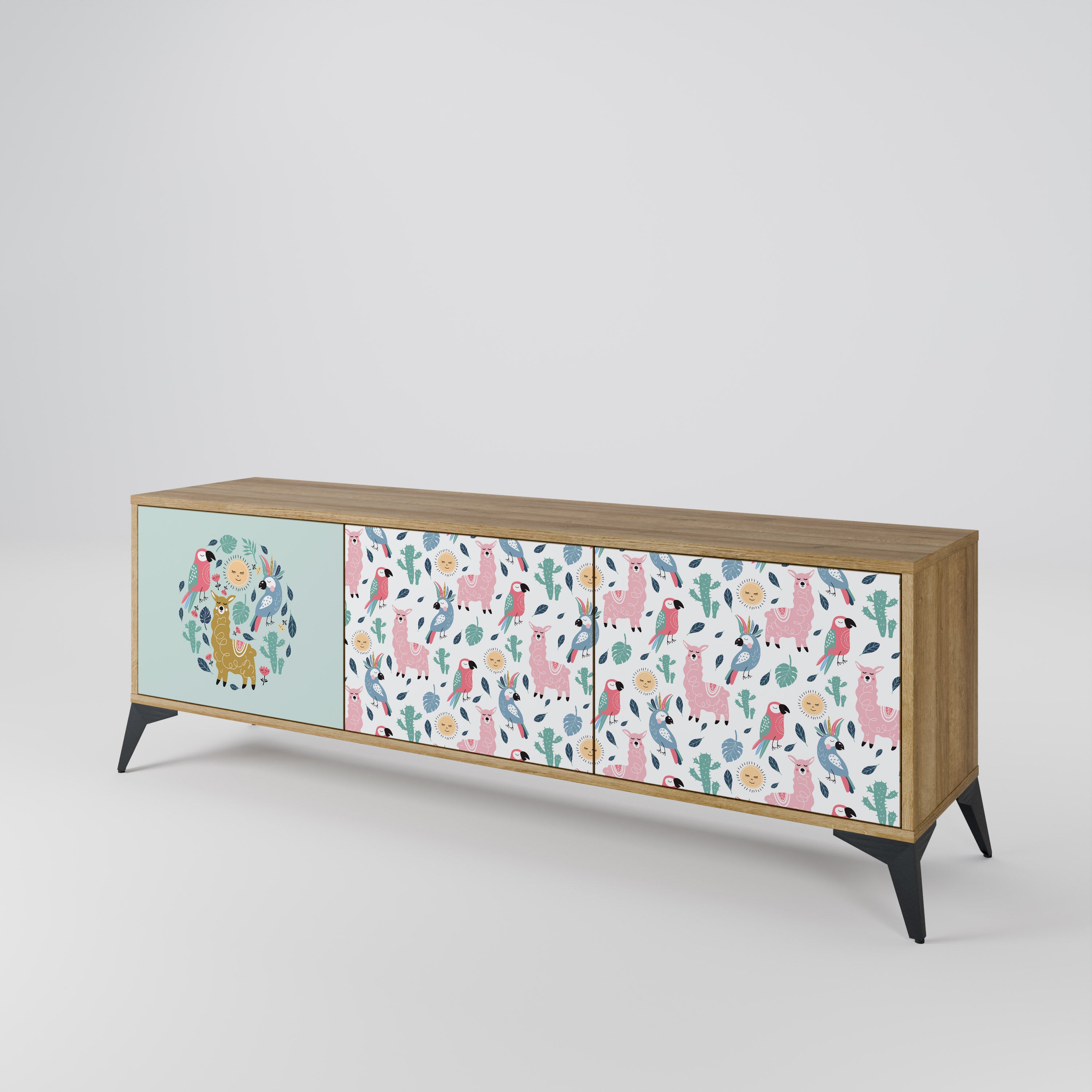 COLORFUL ALPACAS 3-Door TV Cabinet