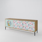 COLORFUL ALPACAS 3-Door TV Stand in Oak Effect