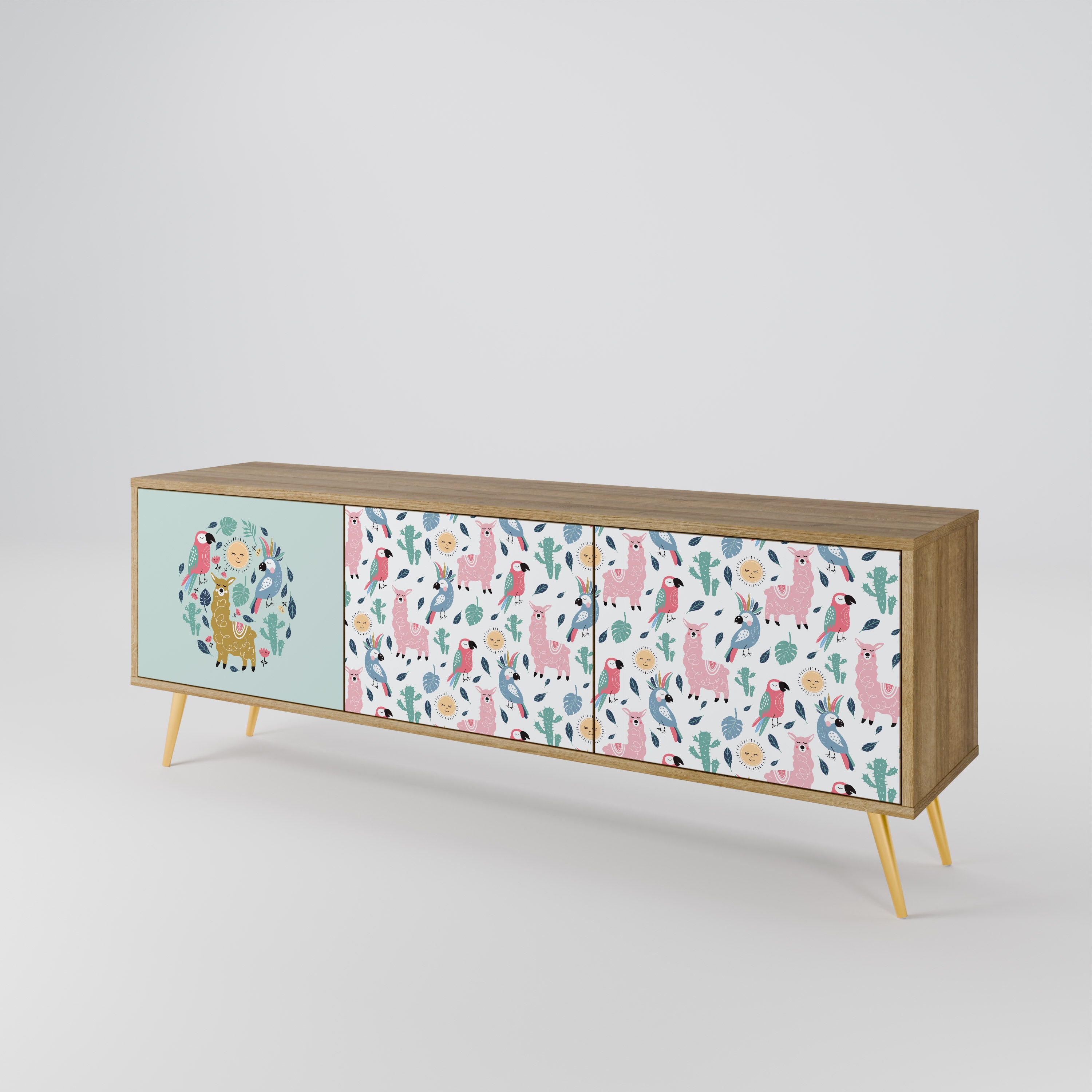 COLORFUL ALPACAS 3-Door TV Cabinet