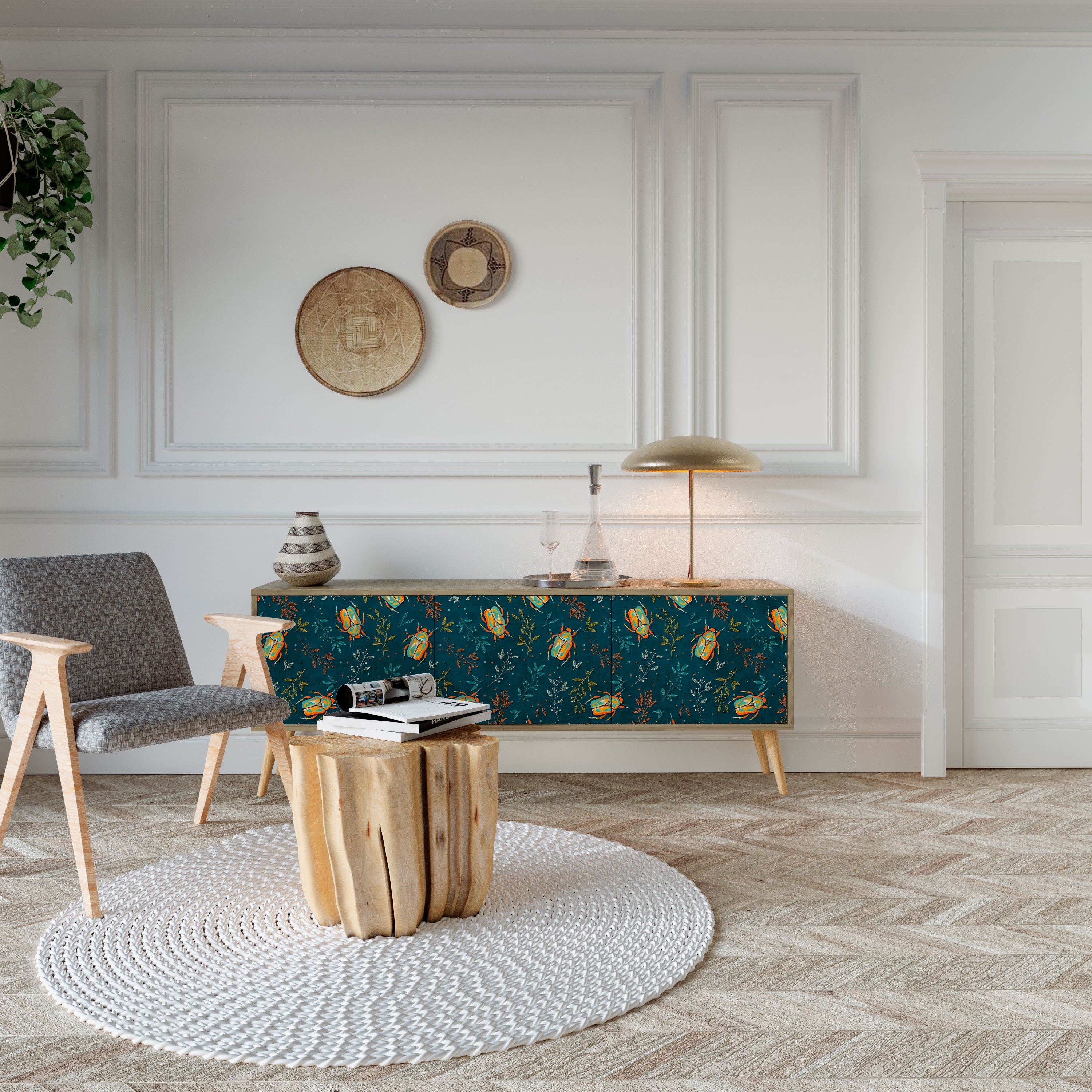 AUTUMN INSECTS TV-Lowboard mit 3 Türen in Eiche-Optik