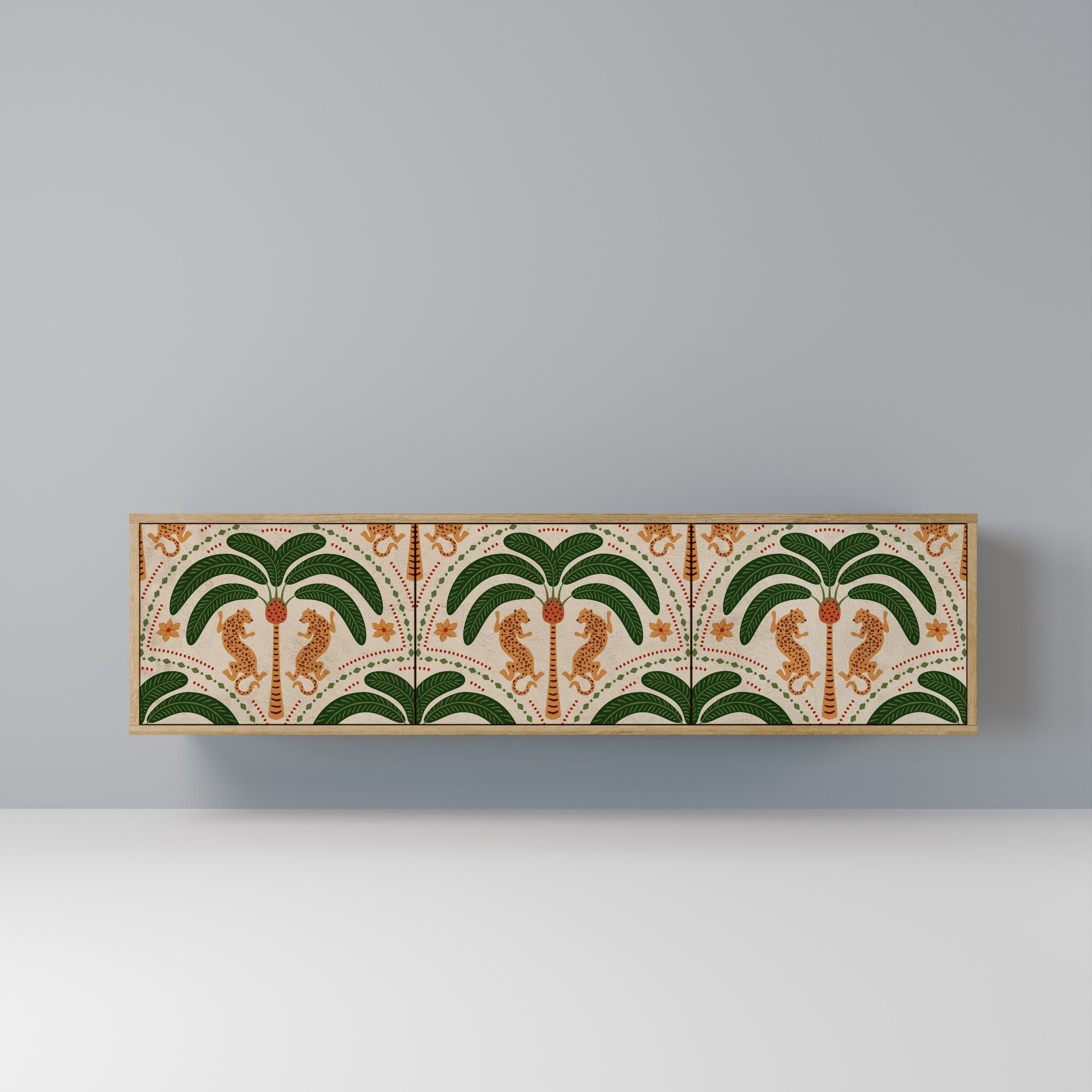 DANCING PREDATORS TV-Lowboard mit 3 Türen in Eiche-Optik