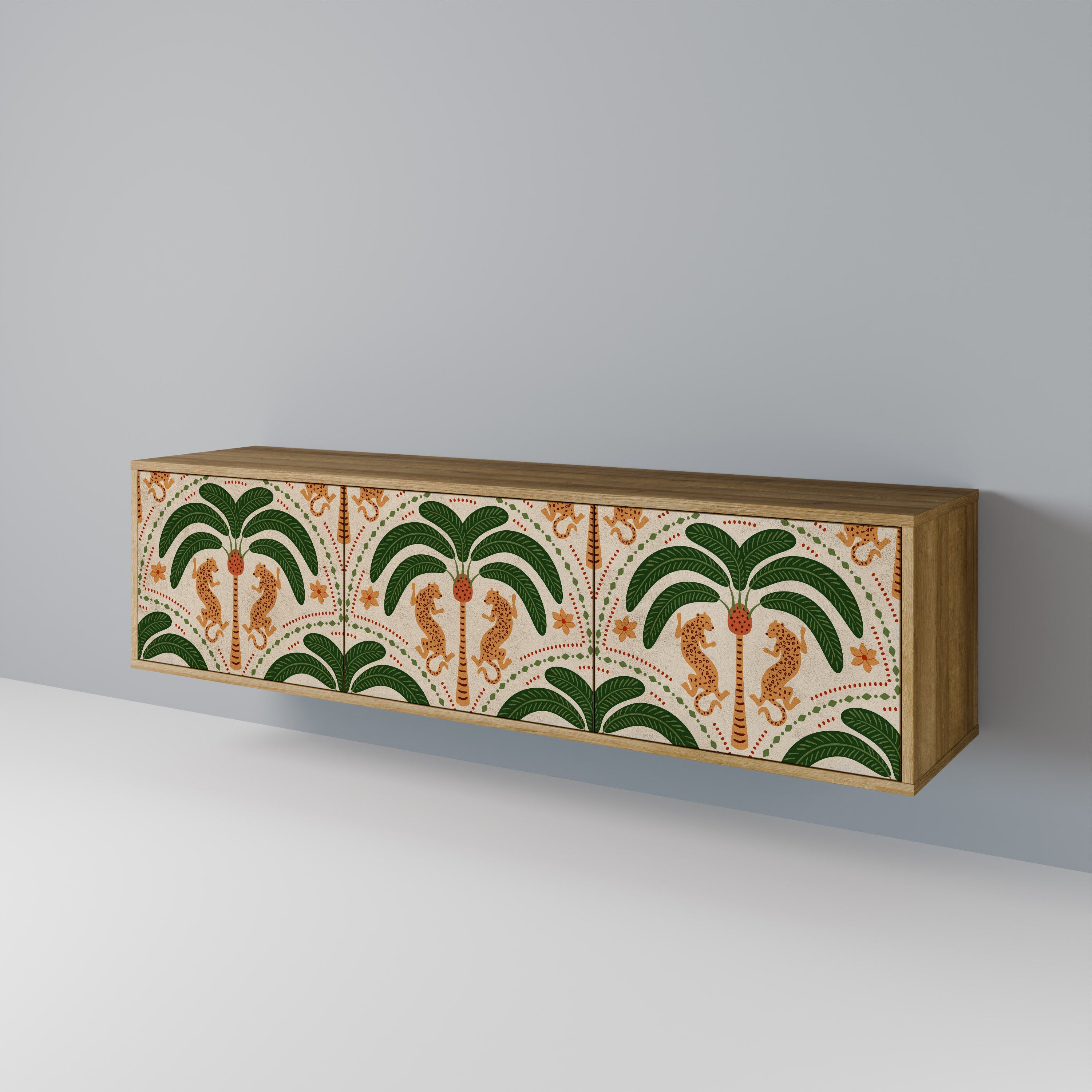 DANCING PREDATORS TV-Lowboard mit 3 Türen in Eiche-Optik