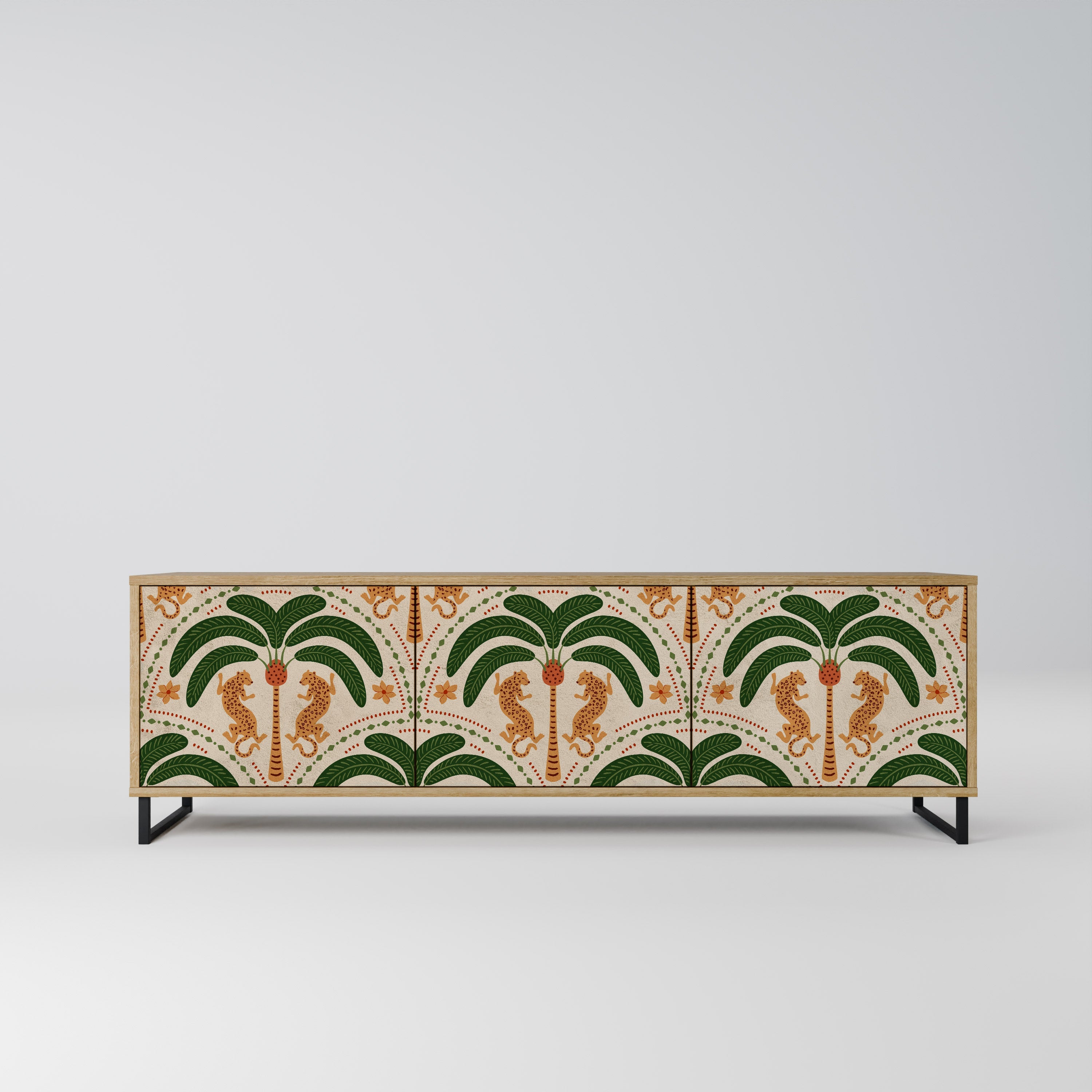 DANCING PREDATORS TV-Lowboard mit 3 Türen in Eiche-Optik