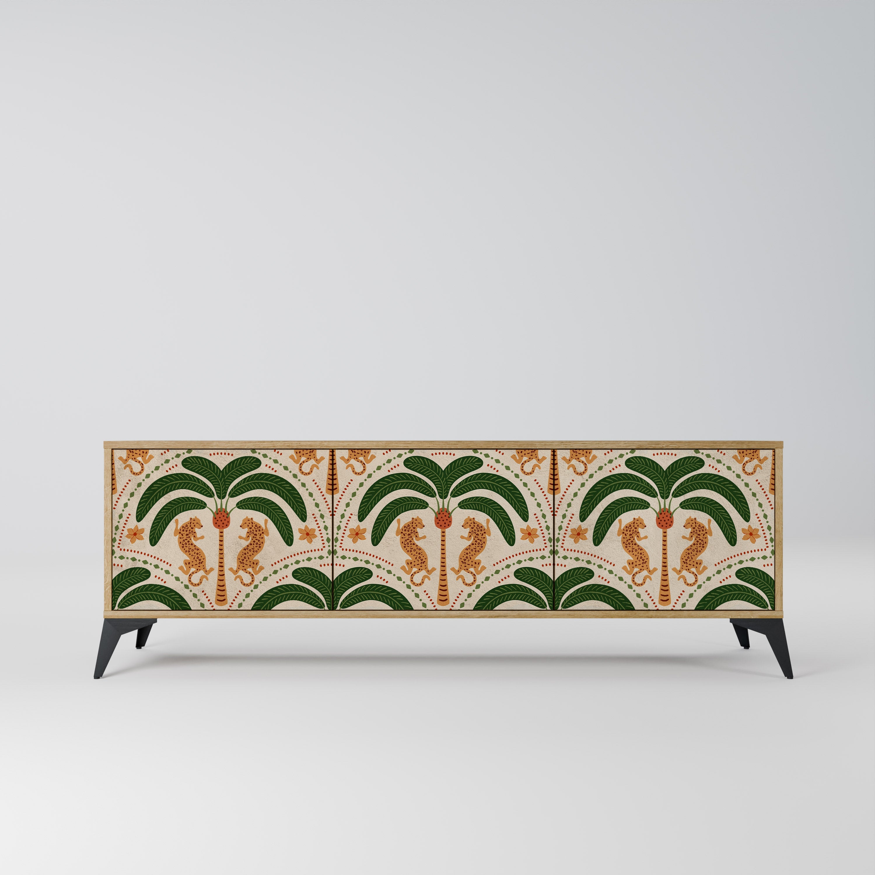 DANCING PREDATORS TV-Lowboard mit 3 Türen in Eiche-Optik