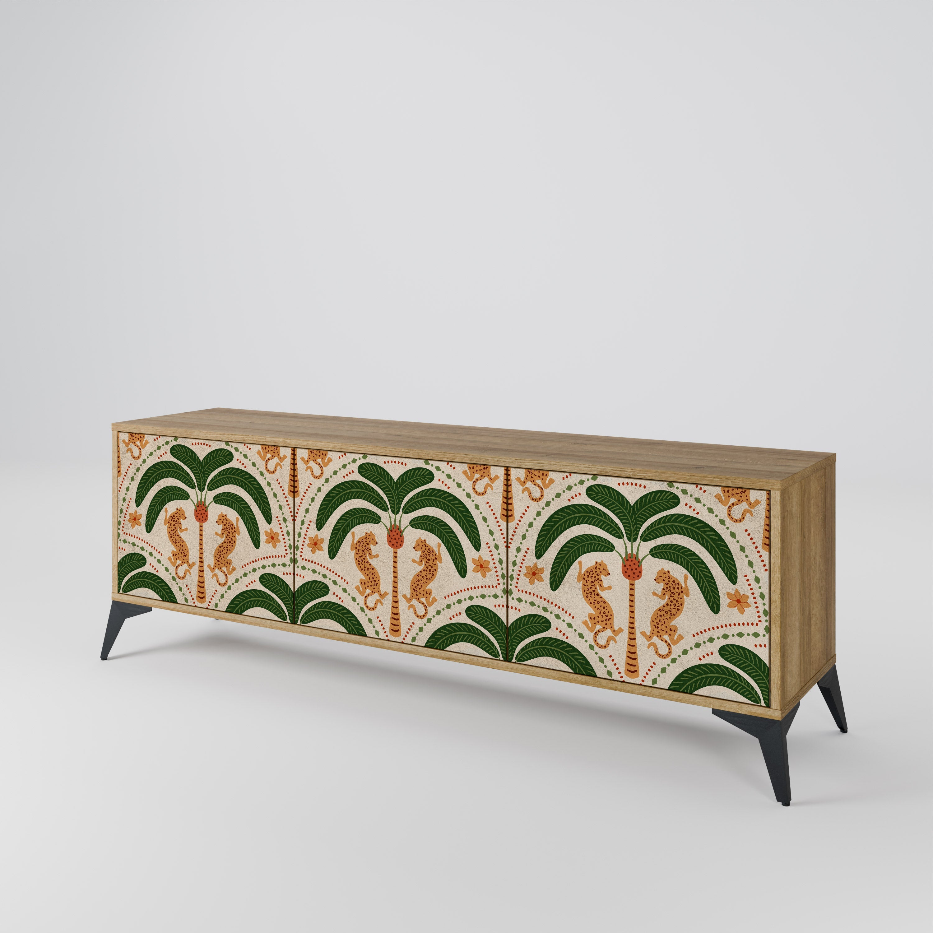 DANCING PREDATORS TV-Lowboard mit 3 Türen in Eiche-Optik