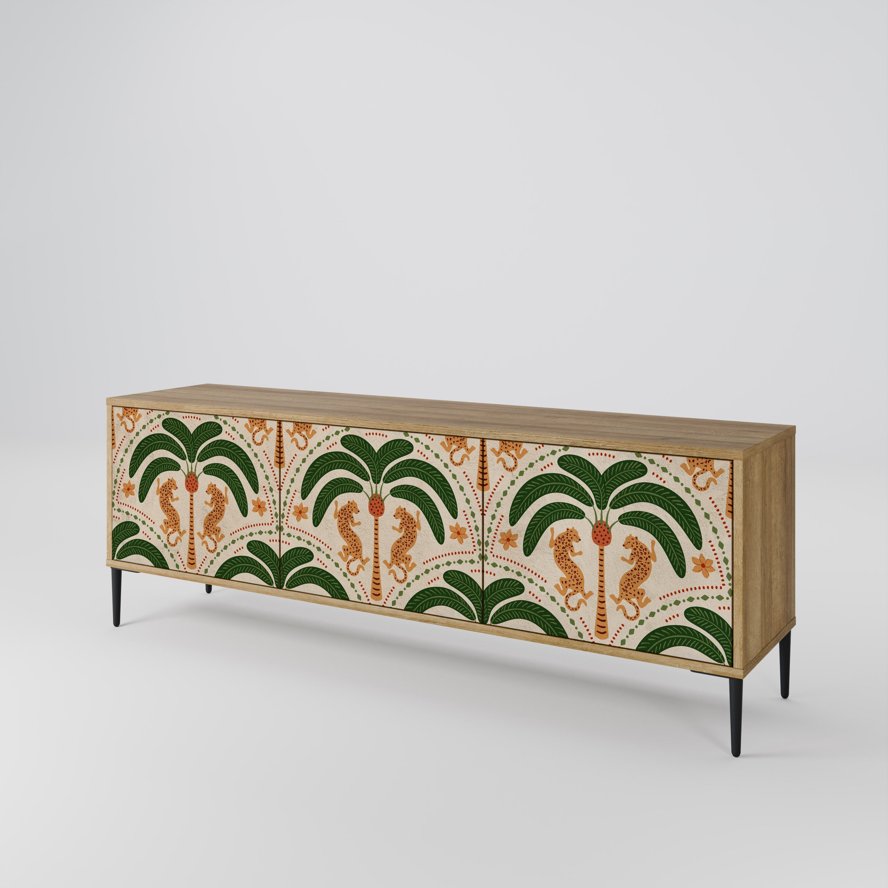 DANCING PREDATORS TV-Lowboard mit 3 Türen in Eiche-Optik