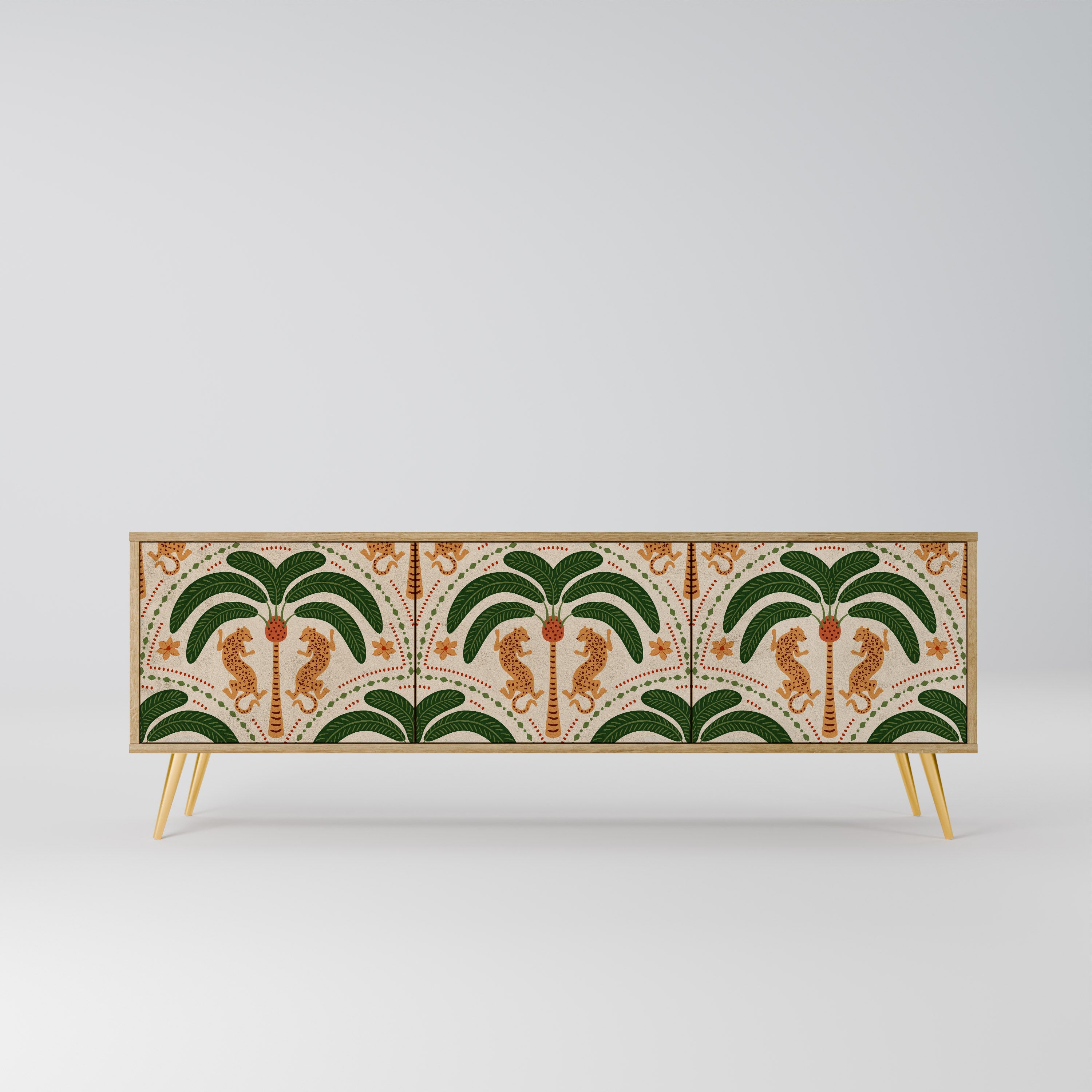 DANCING PREDATORS TV-Lowboard mit 3 Türen in Eiche-Optik