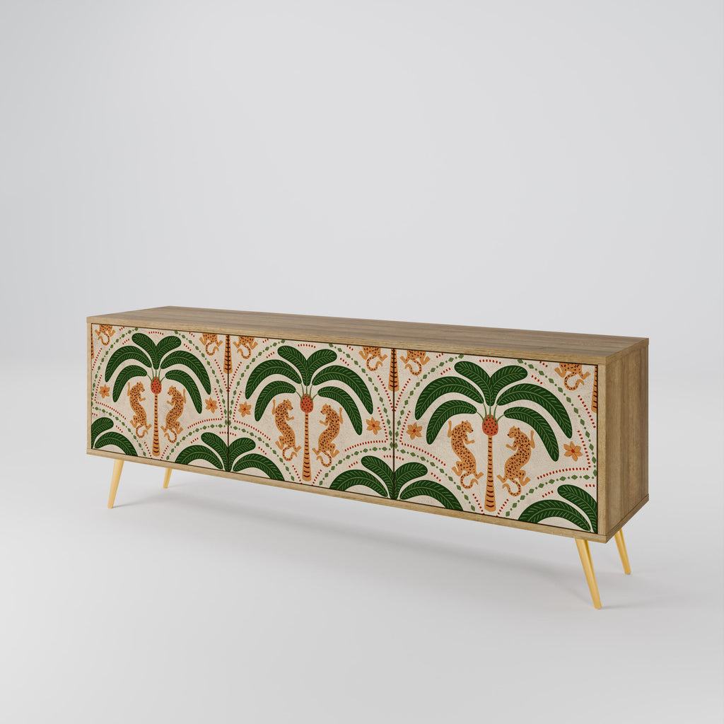 DANCING PREDATORS TV-Lowboard mit 3 Türen in Eiche-Optik