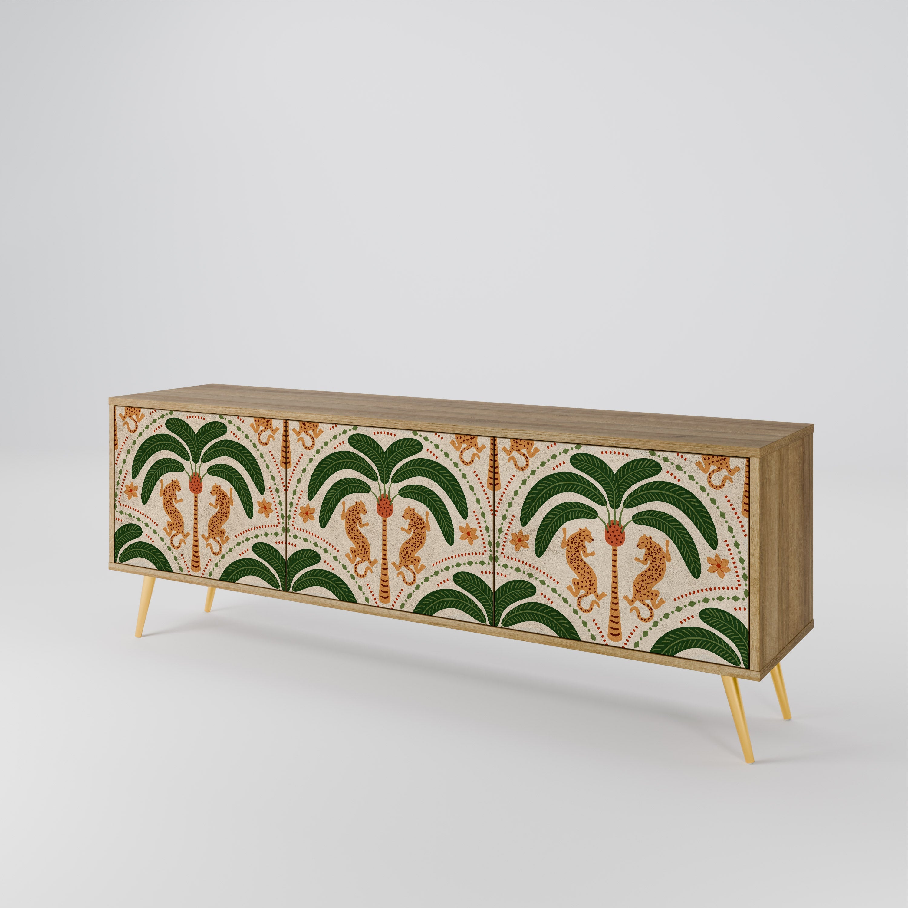 DANCING PREDATORS TV-Lowboard mit 3 Türen in Eiche-Optik