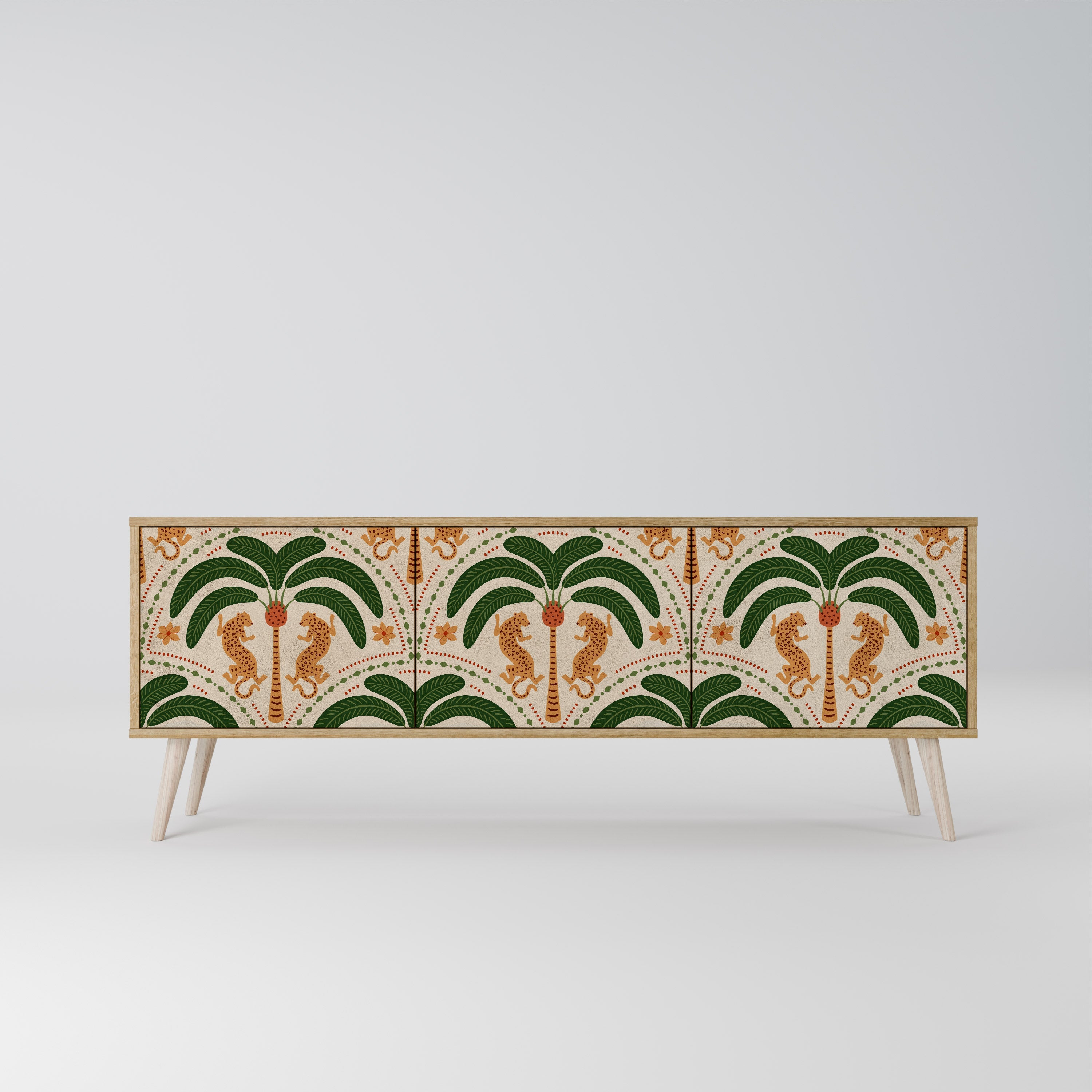 DANCING PREDATORS TV-Lowboard mit 3 Türen in Eiche-Optik