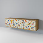 COLORFUL INSECTS 3-Door TV Stand in Oak Effect