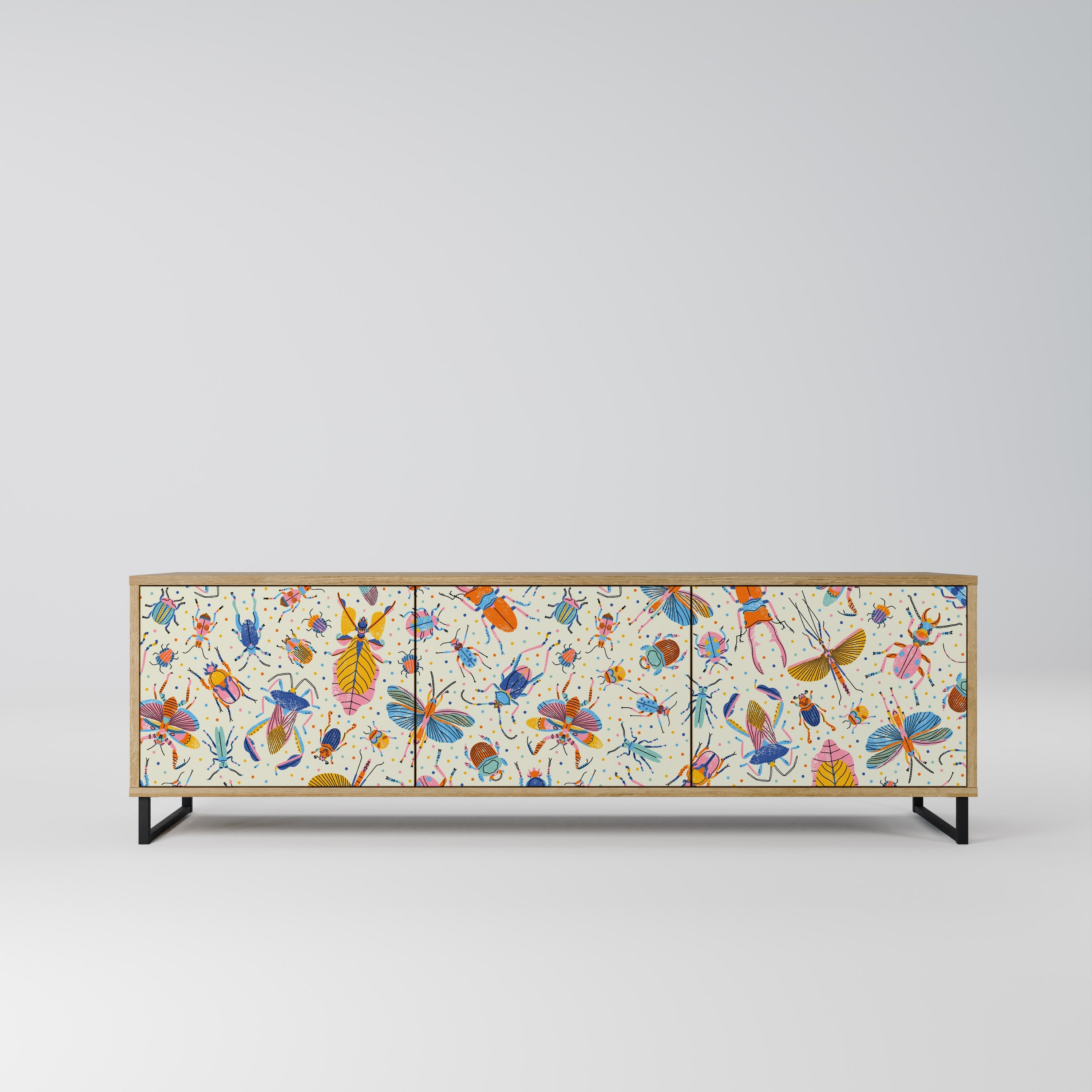 COLORFUL INSECTS TV-Lowboard mit 3 Türen in Eiche-Optik