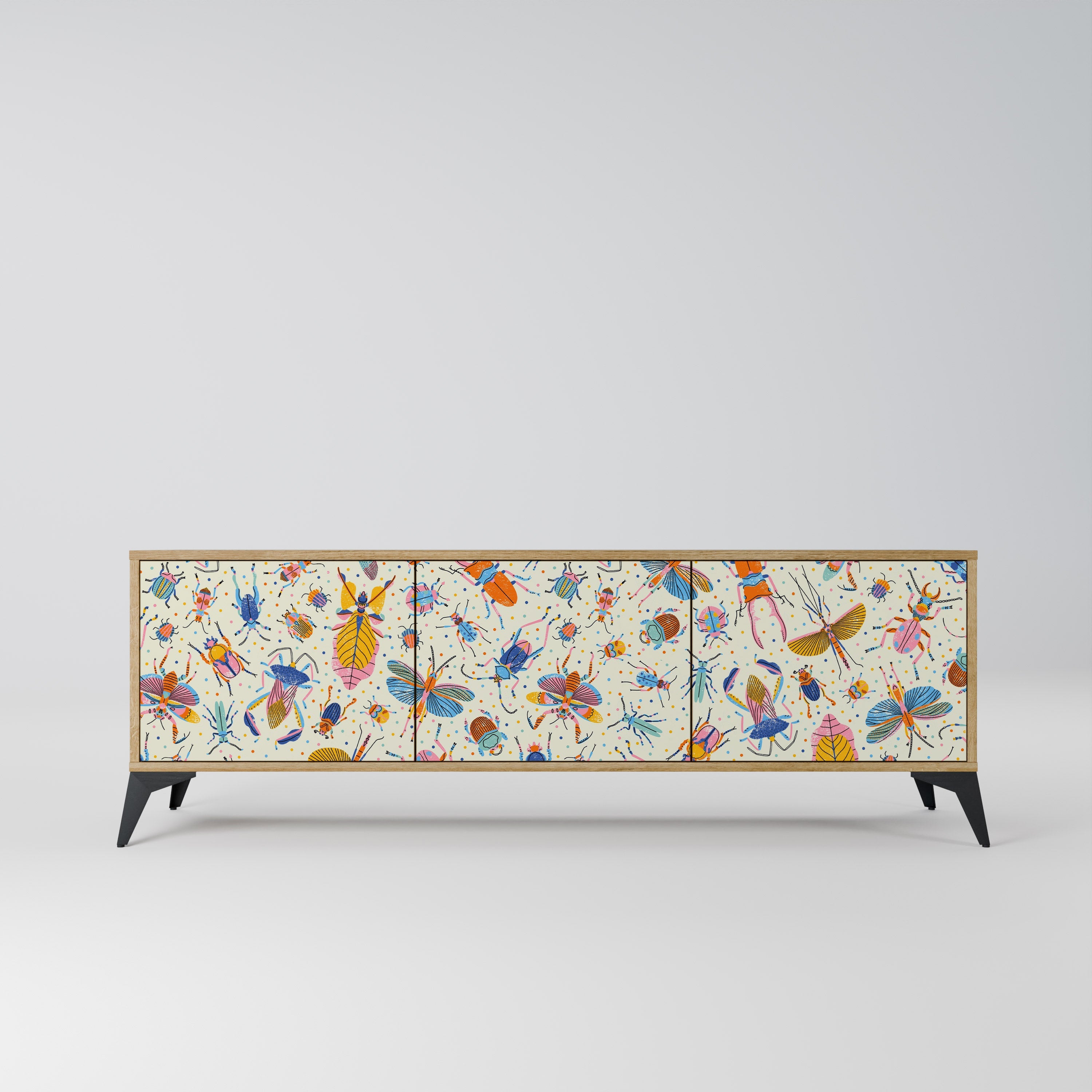 COLORFUL INSECTS TV-Lowboard mit 3 Türen in Eiche-Optik