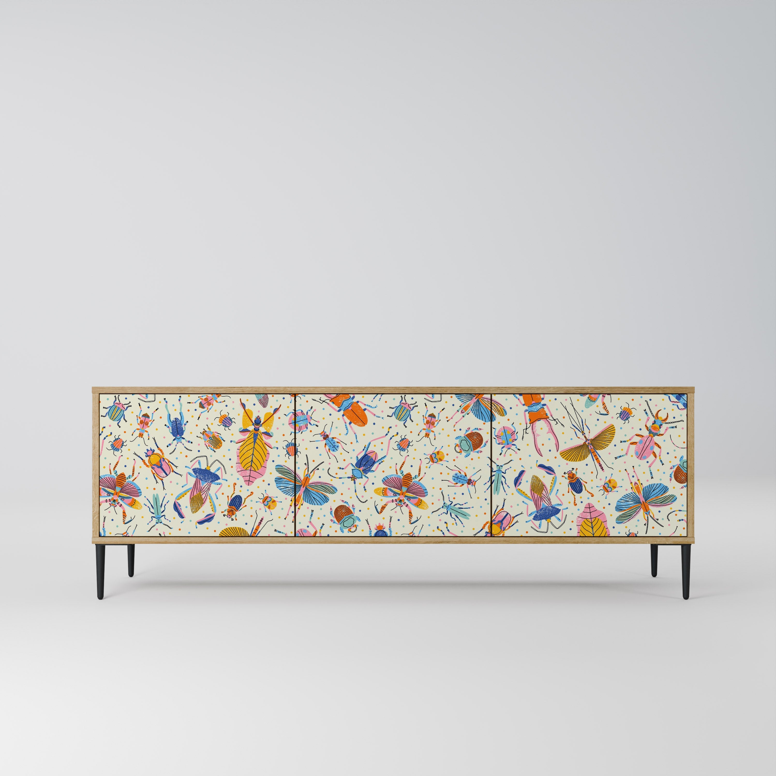 COLORFUL INSECTS TV-Lowboard mit 3 Türen in Eiche-Optik