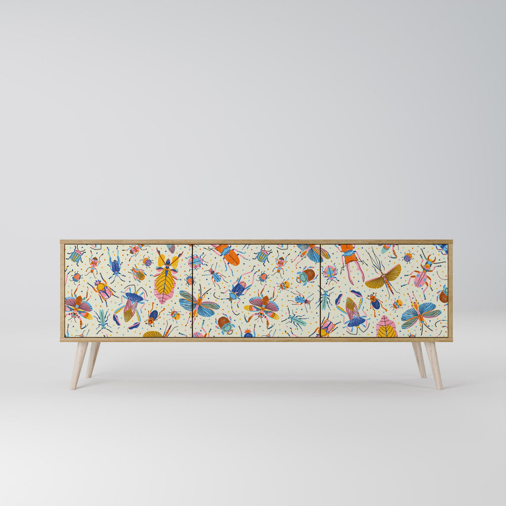 COLORFUL INSECTS 3-Door TV Stand in Oak Effect