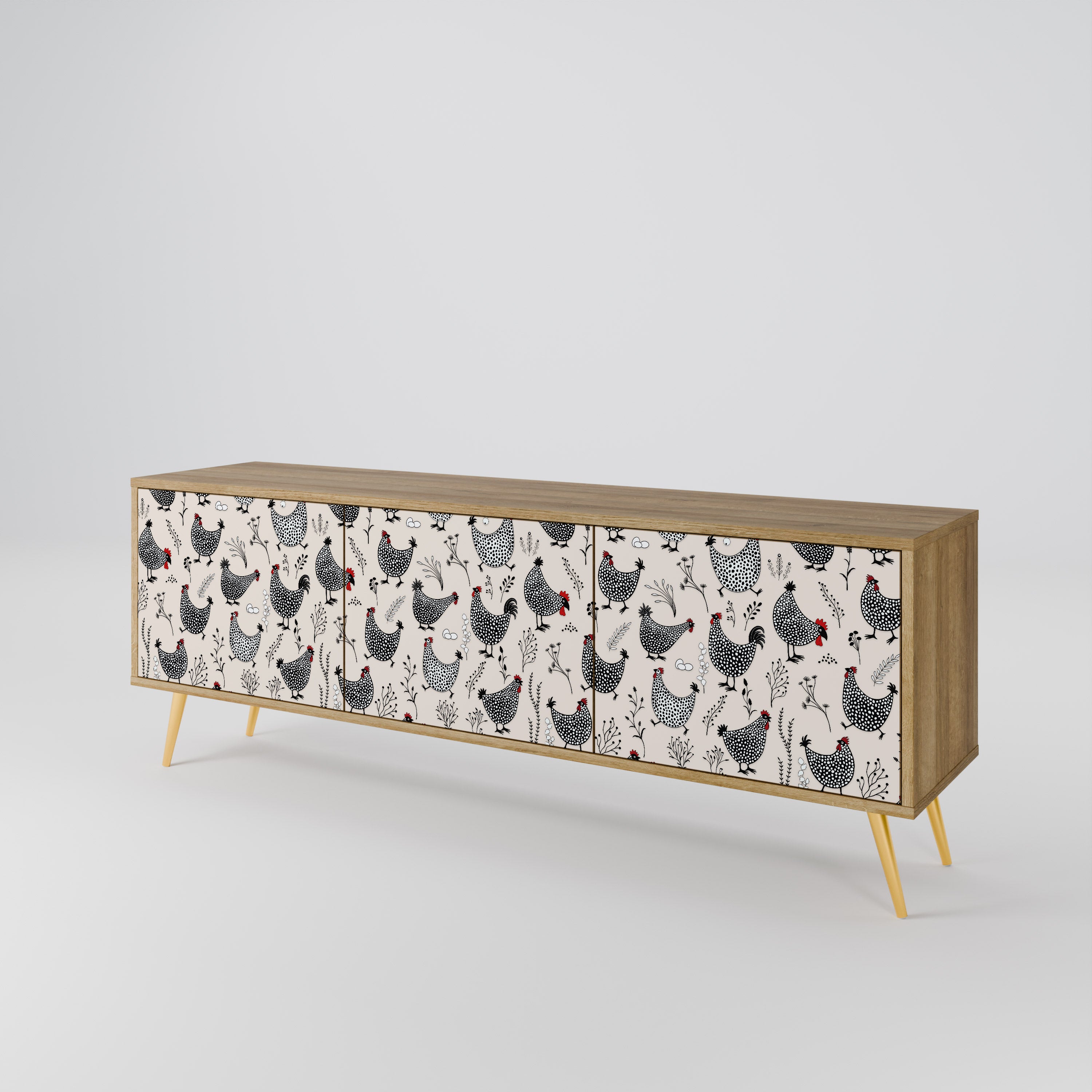 HAPPY HENS 3-Door TV Cabinet