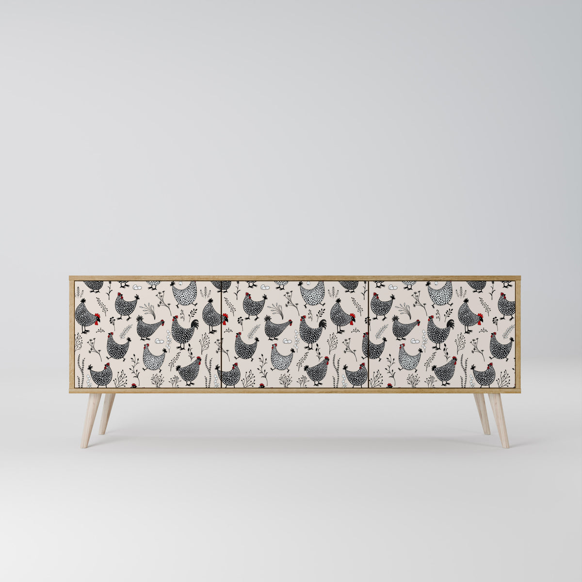 HAPPY HENS 3-Door TV Cabinet