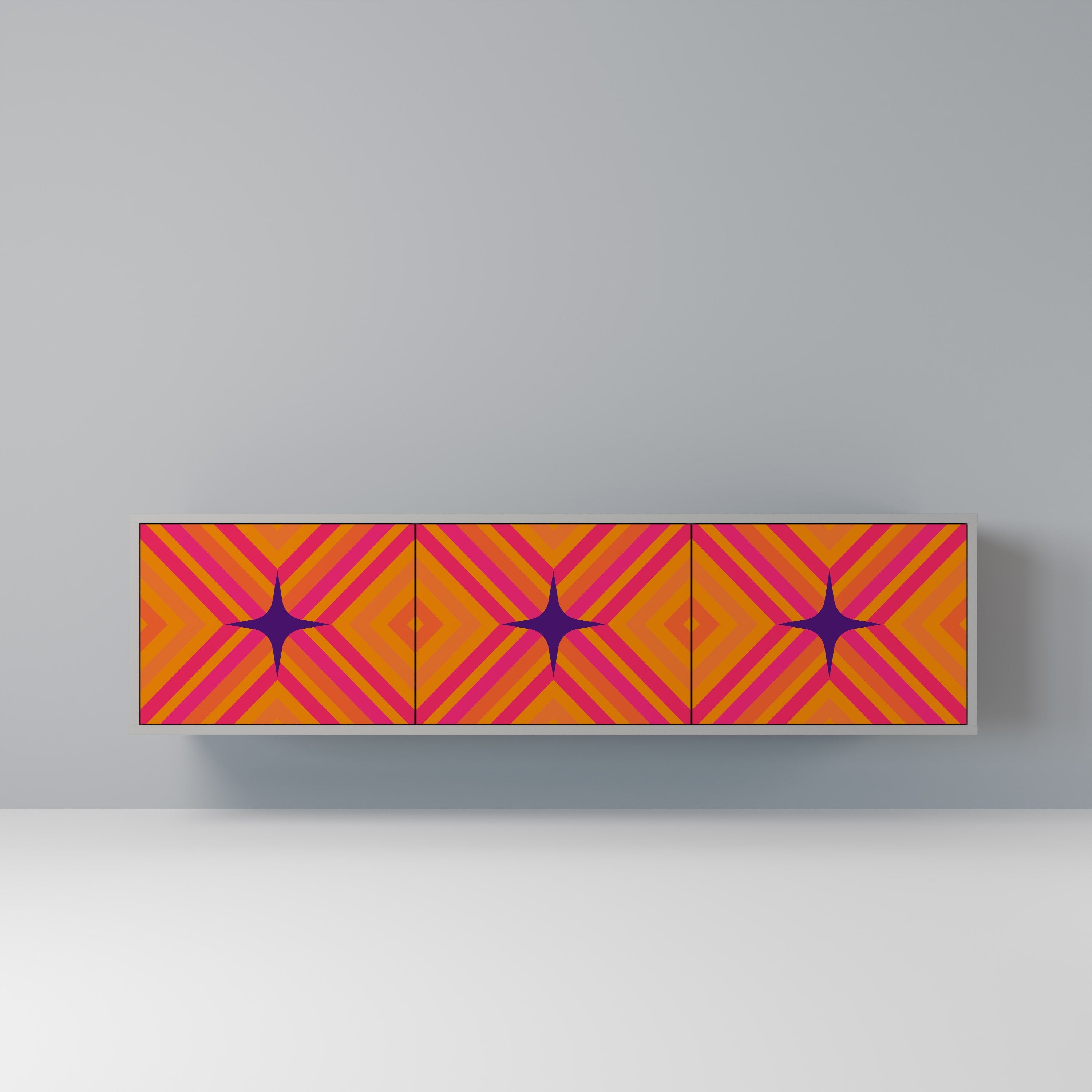 GEOMETRIC BRILLIANCE TV-Lowboard mit 3 Türen in Grau