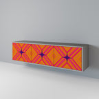 GEOMETRIC BRILLIANCE 3-Door TV Stand in Grey Finish