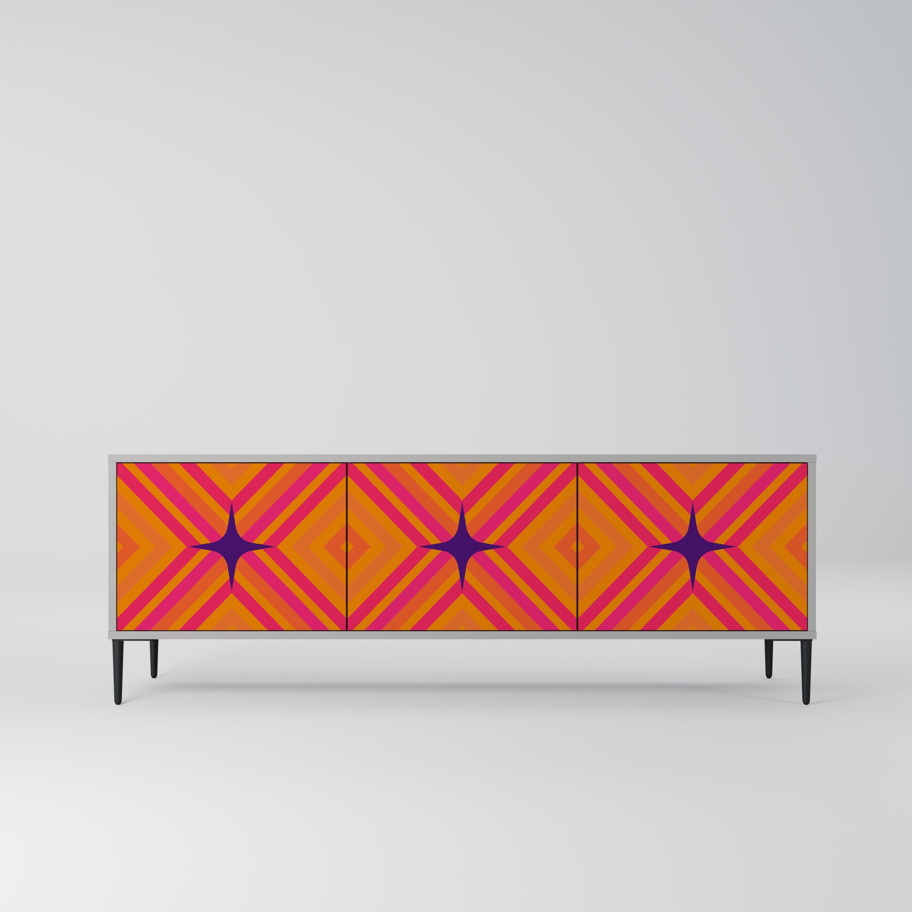 GEOMETRIC BRILLIANCE TV-Lowboard mit 3 Türen in Grau