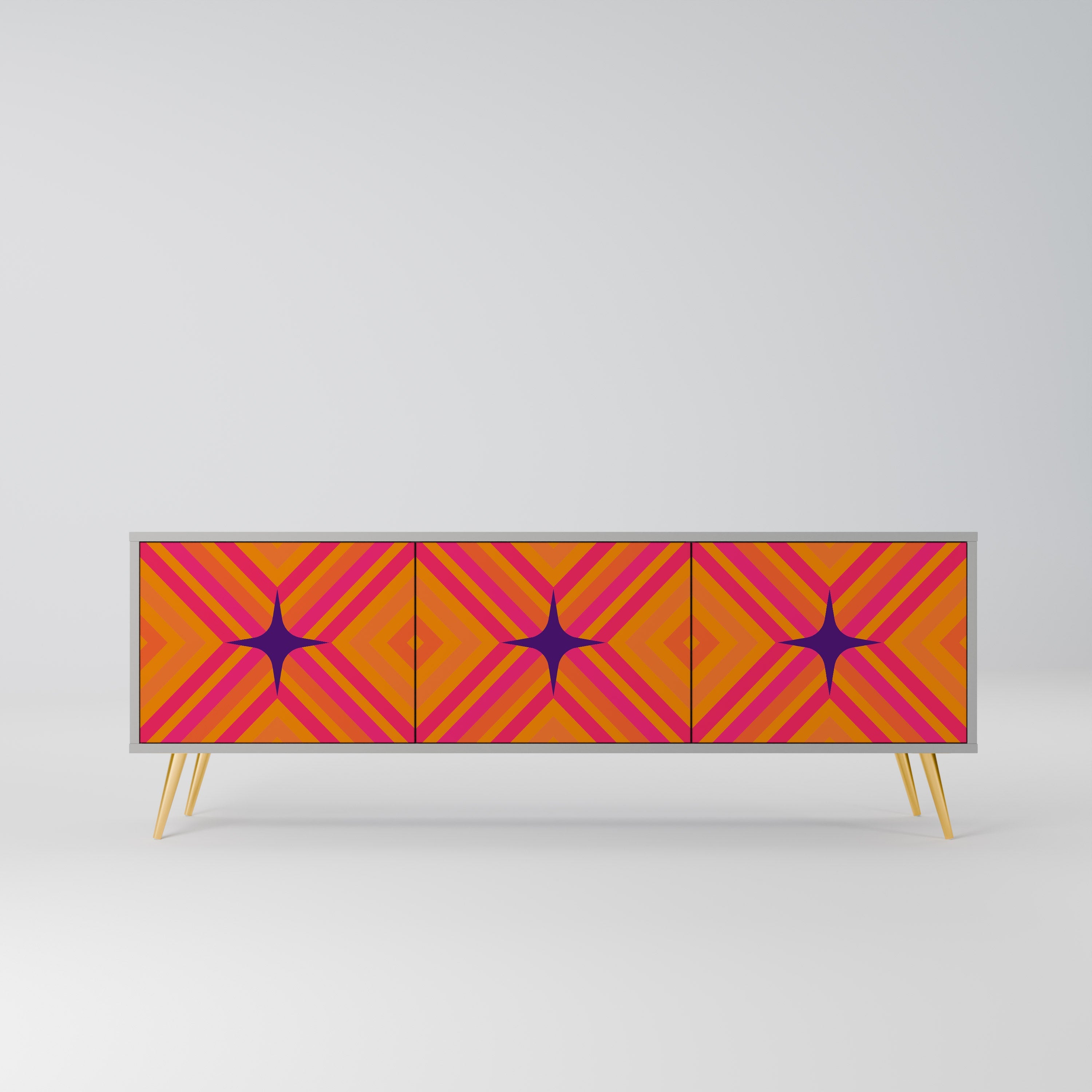 GEOMETRIC BRILLIANCE TV-Lowboard mit 3 Türen in Grau