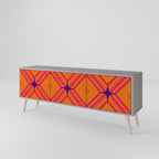 GEOMETRIC BRILLIANCE 3-Door TV Stand in Grey Finish