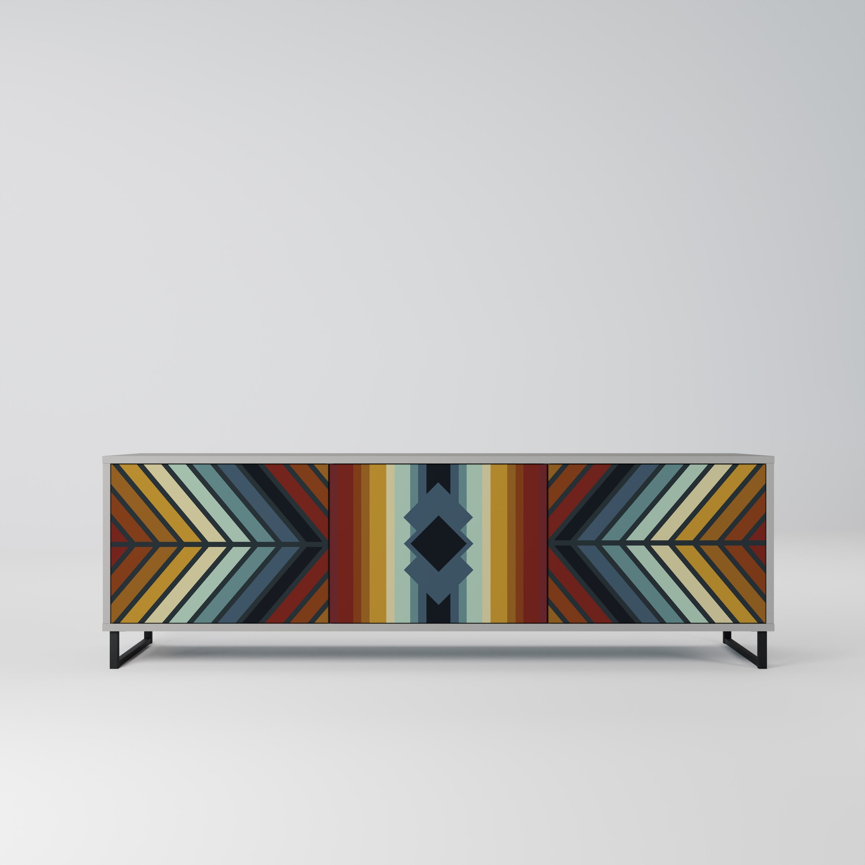 INDIGENOUS ZIGZAG TV-Lowboard mit 3 Türen in Grau