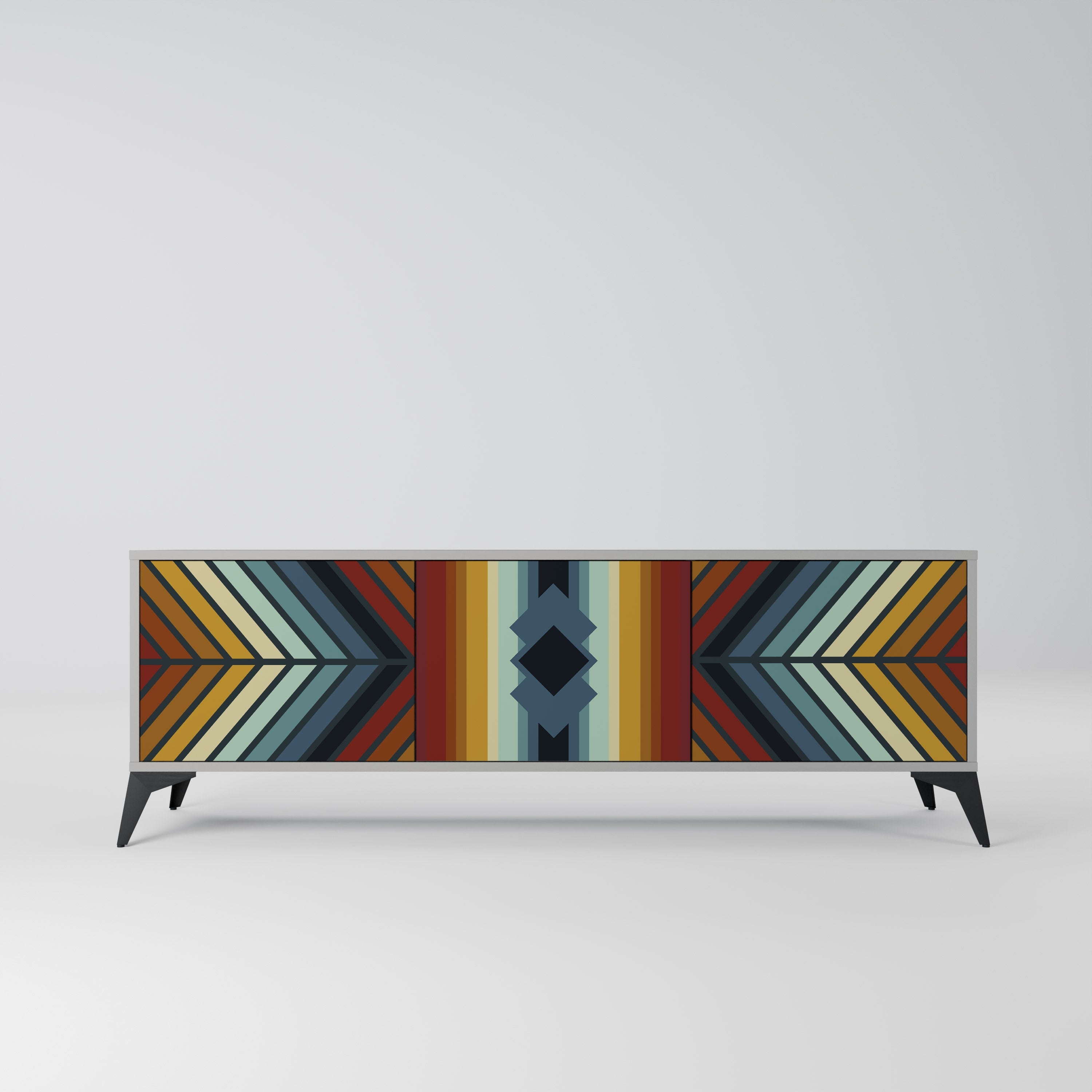 INDIGENOUS ZIGZAG TV-Lowboard mit 3 Türen in Grau