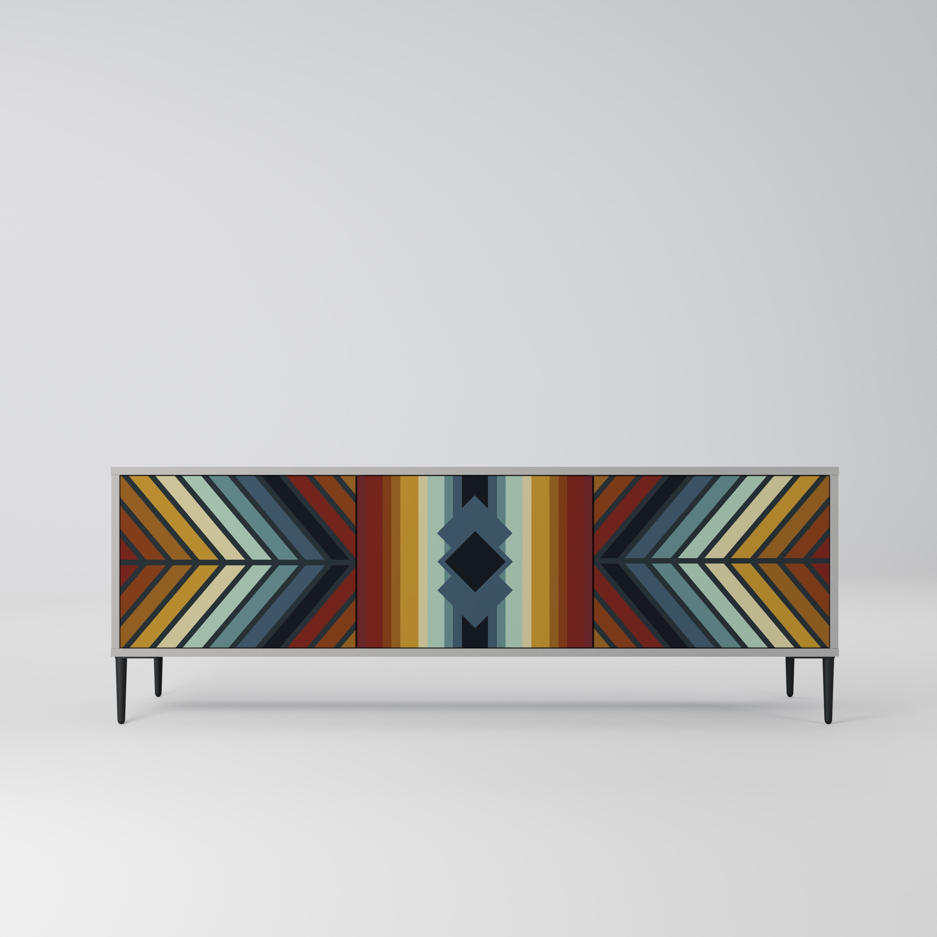 INDIGENOUS ZIGZAG TV-Lowboard mit 3 Türen in Grau