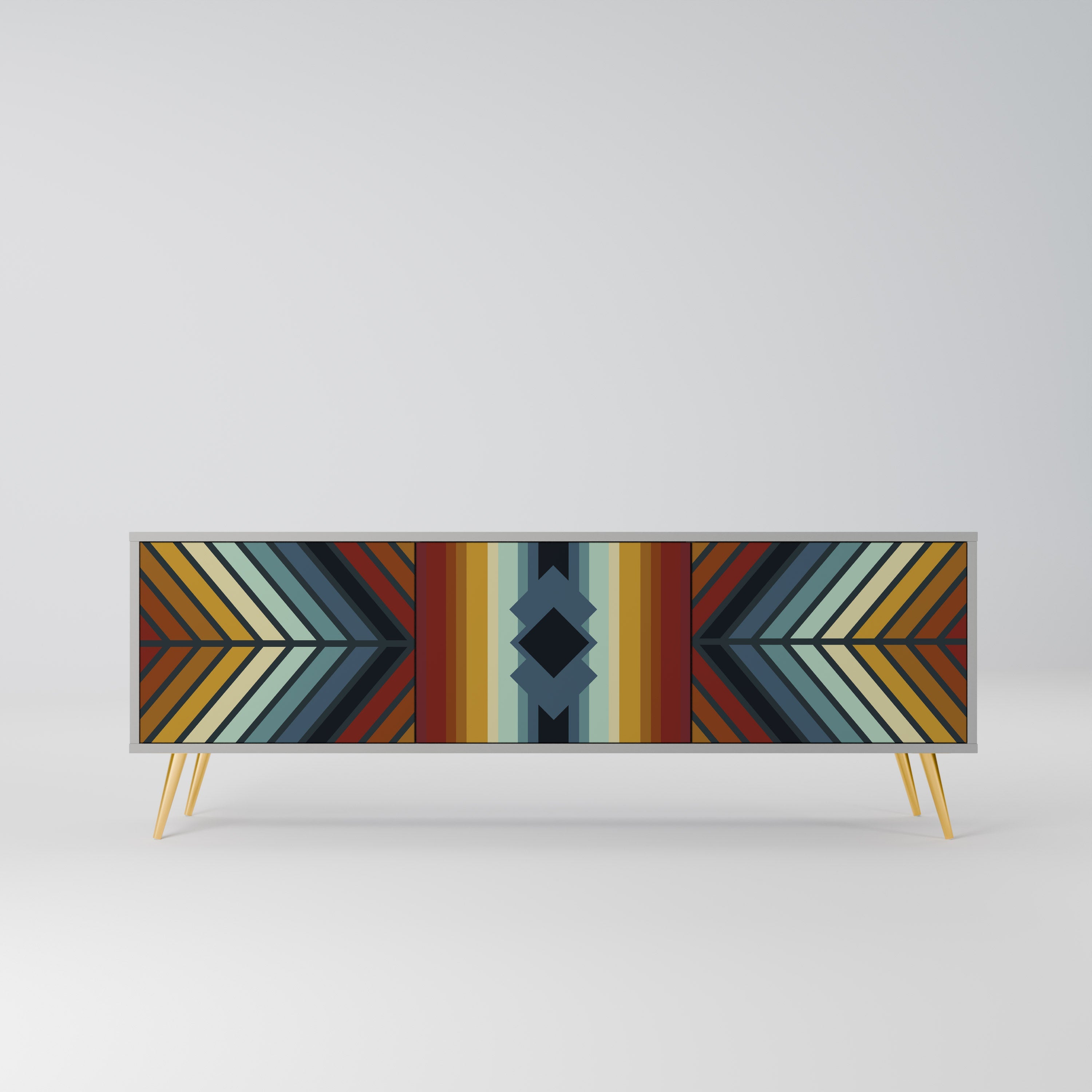 INDIGENOUS ZIGZAG TV-Lowboard mit 3 Türen in Grau