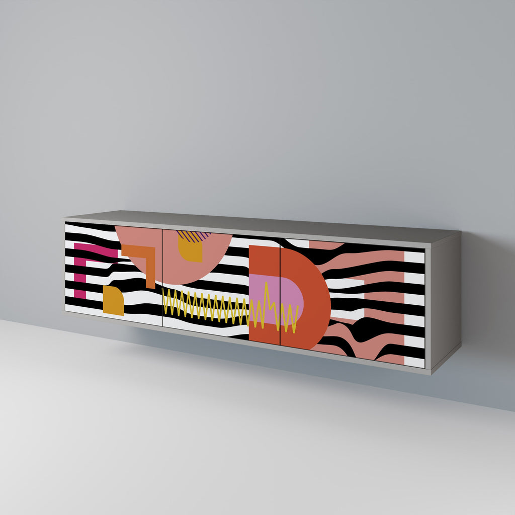 CHROMATIC ABSTRACT TV-Lowboard mit 3 Türen in Grau