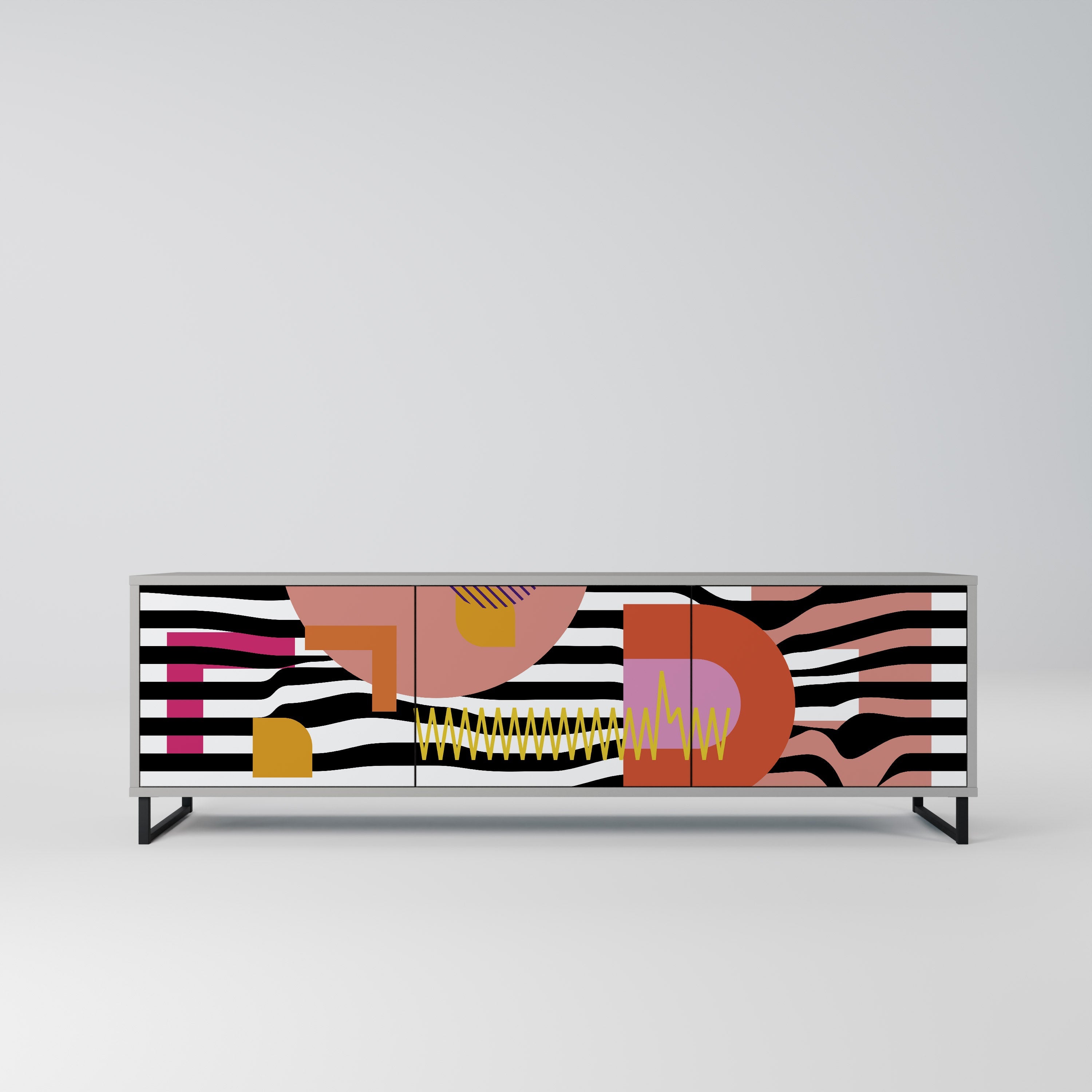 CHROMATIC ABSTRACT TV-Lowboard mit 3 Türen in Grau