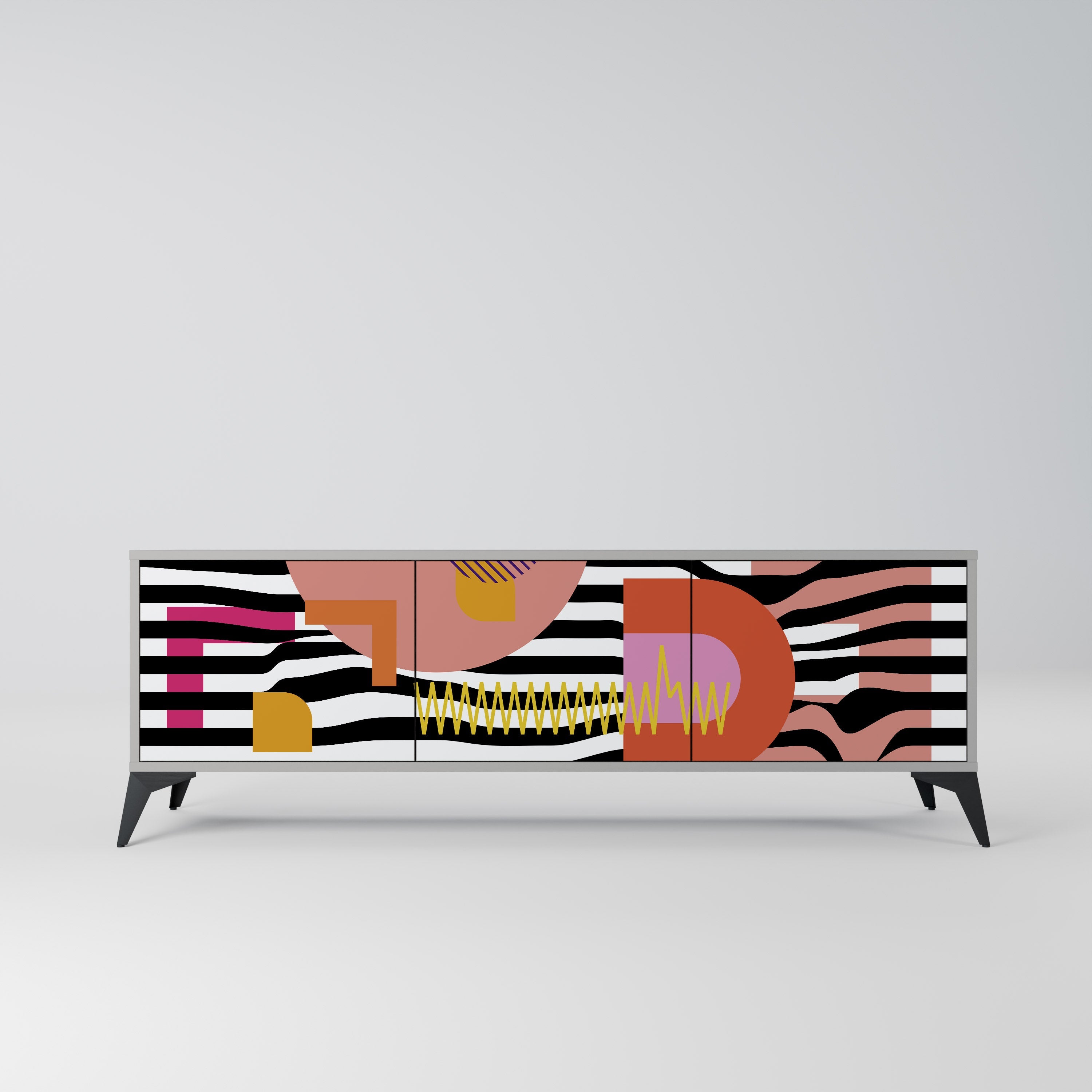 CHROMATIC ABSTRACT TV-Lowboard mit 3 Türen in Grau