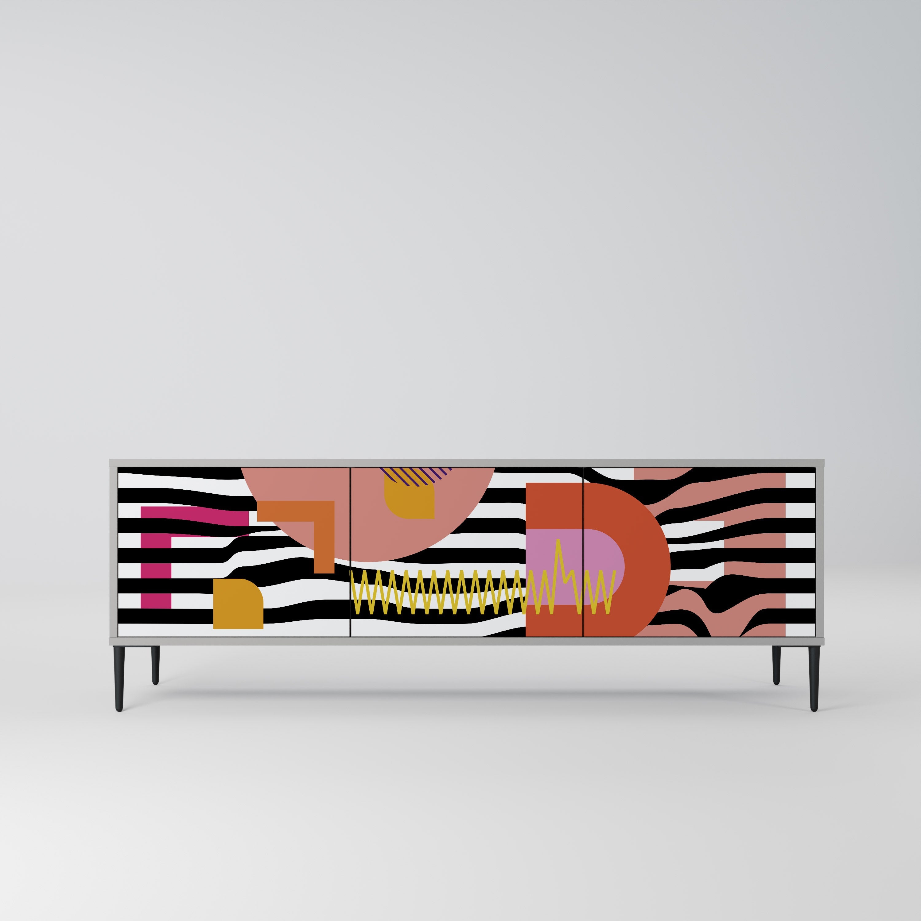 CHROMATIC ABSTRACT TV-Lowboard mit 3 Türen in Grau