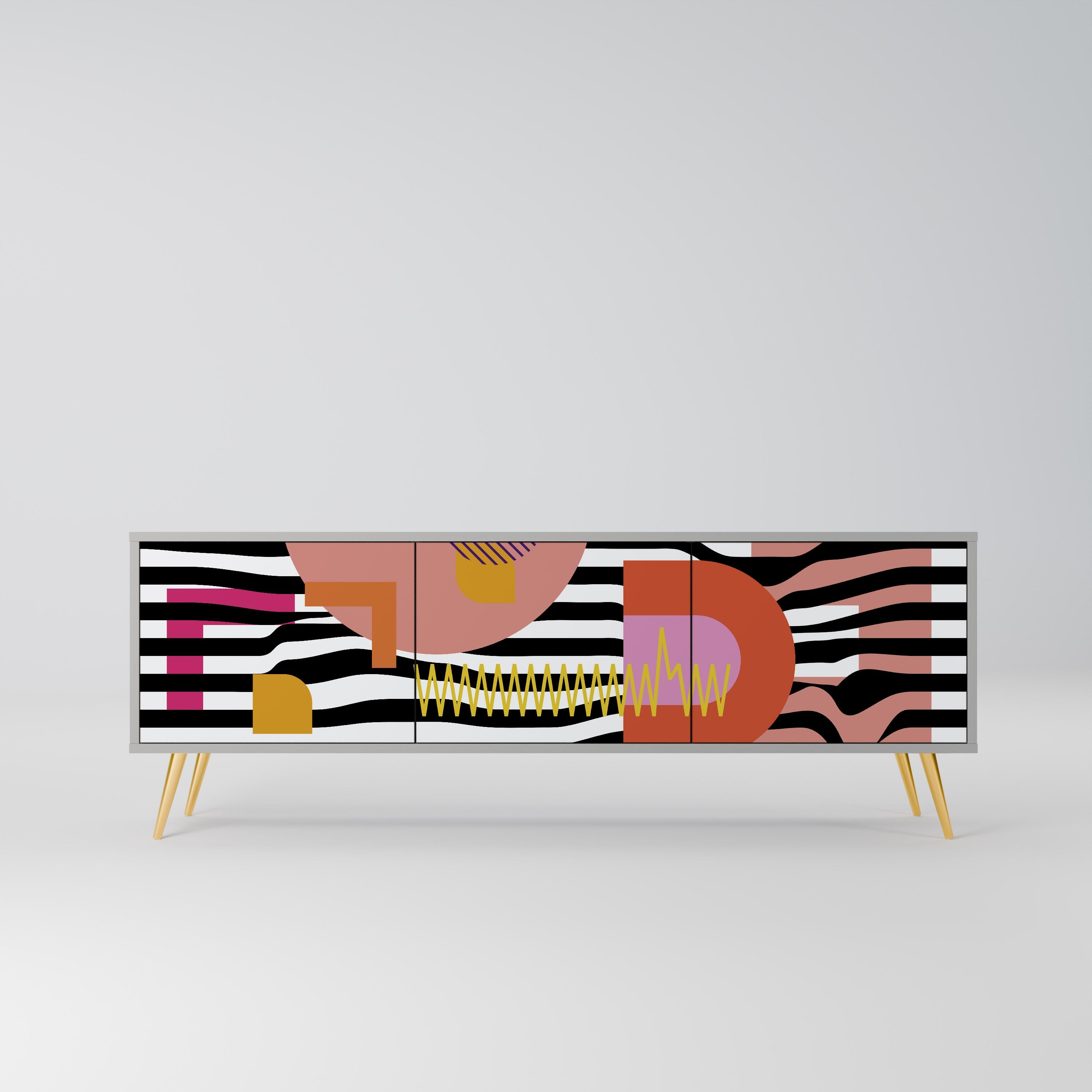 CHROMATIC ABSTRACT TV-Lowboard mit 3 Türen in Grau