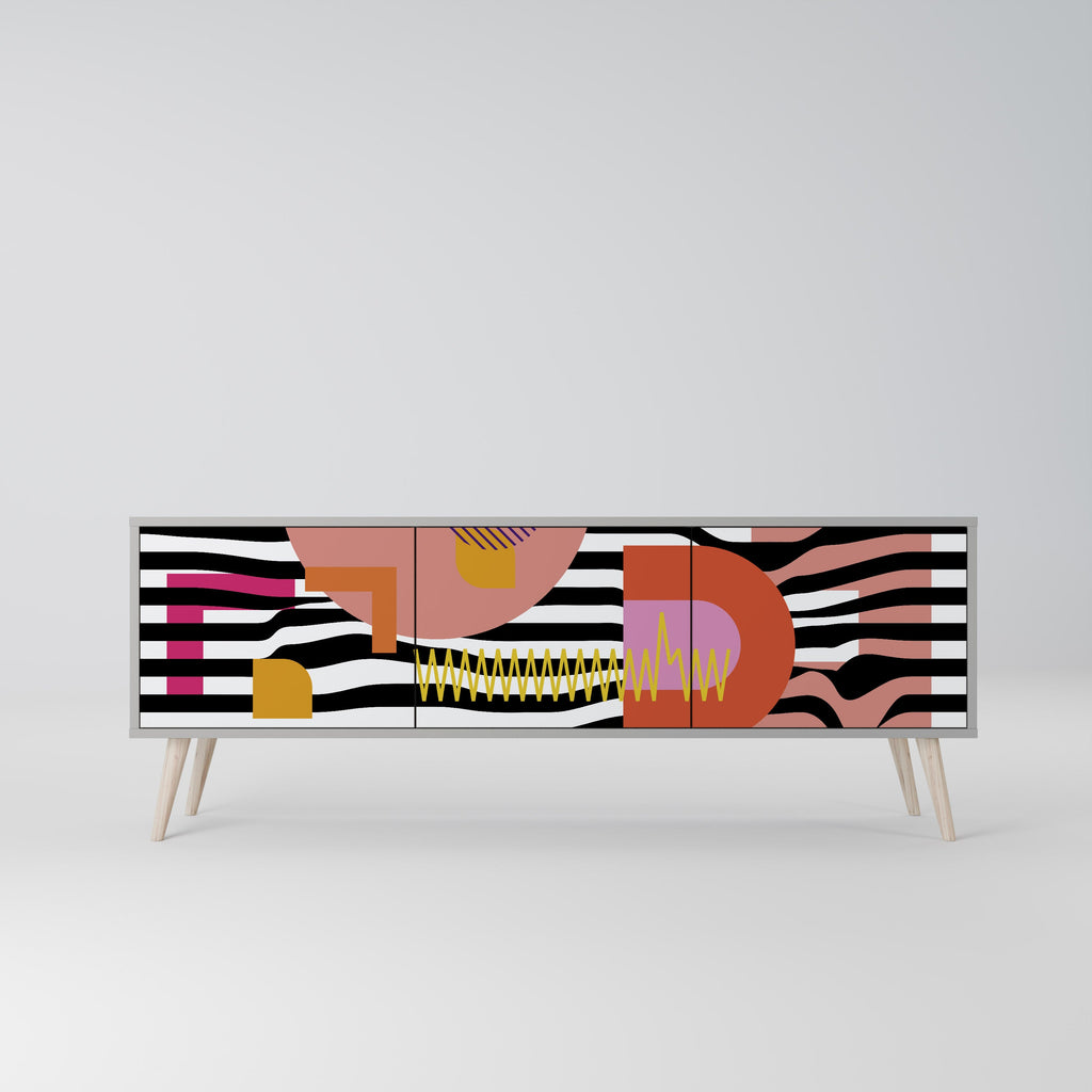 CHROMATIC ABSTRACT TV-Lowboard mit 3 Türen in Grau