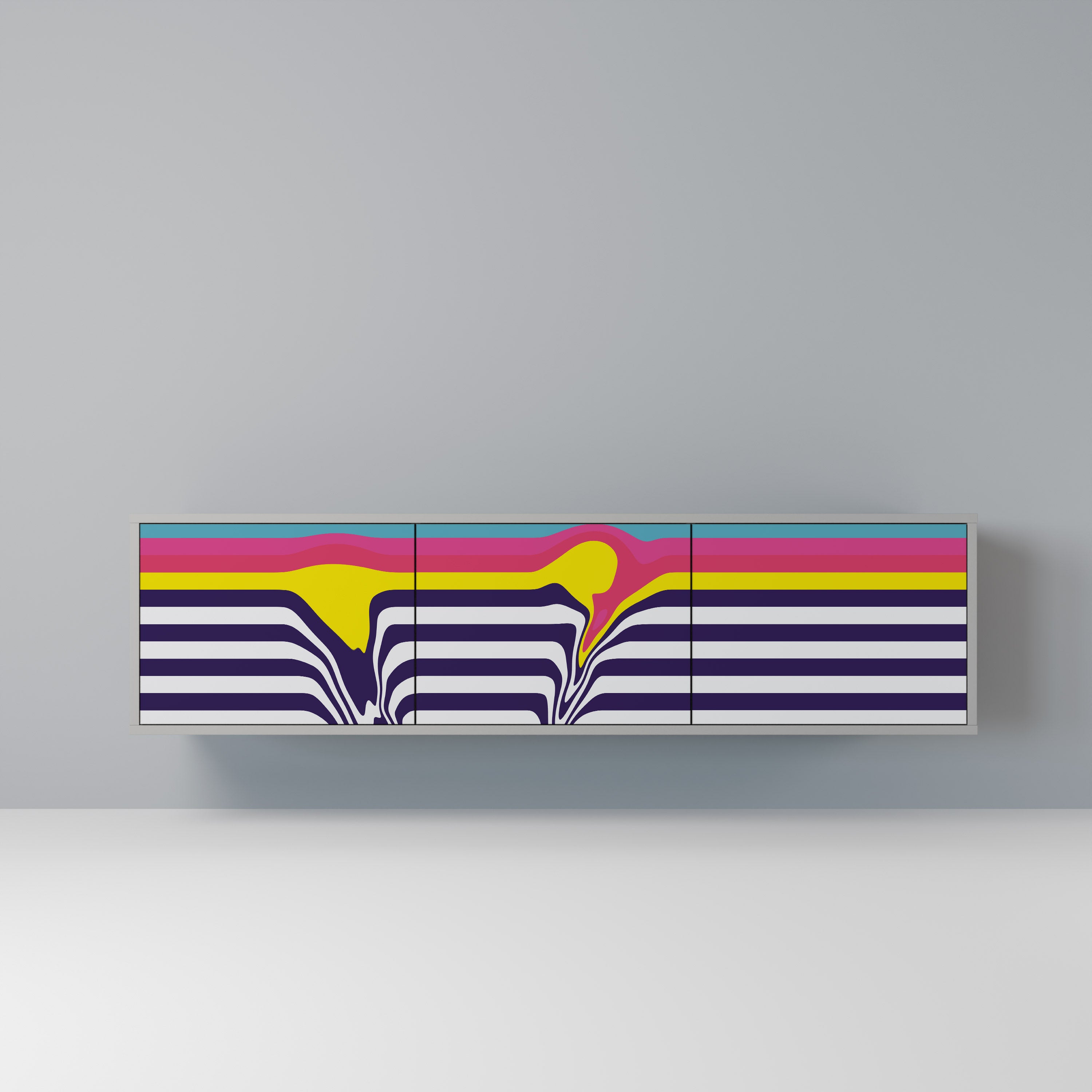 COLORFUL DIVERSION TV-Lowboard mit 3 Türen in Grau