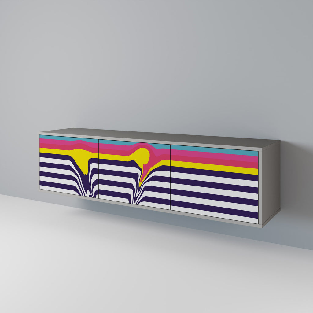 COLORFUL DIVERSION TV-Lowboard mit 3 Türen in Grau